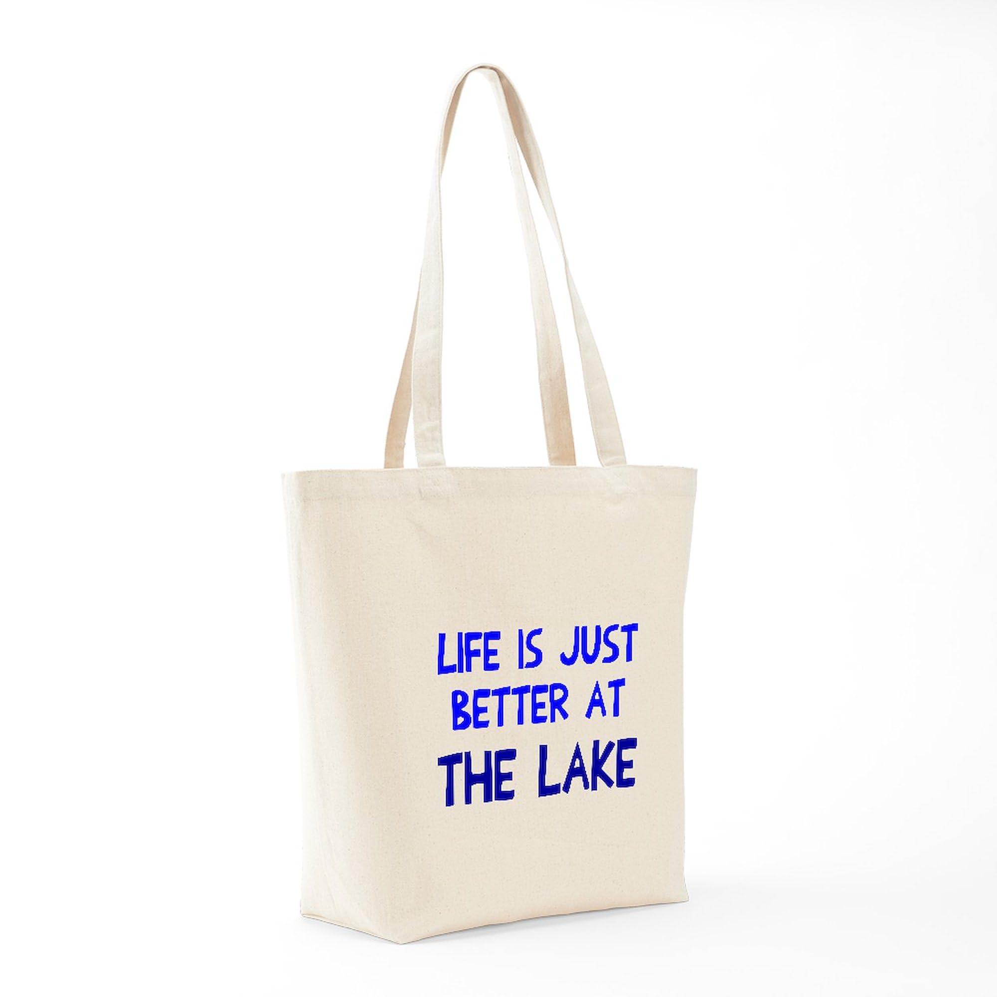Life Is Just Better Lake Tote Bag - Natural Canvas Reusable Shopping Bag for Groceries, Beach & Everyday Use | Eco-Friendly Cotton Tote with Printed Design
