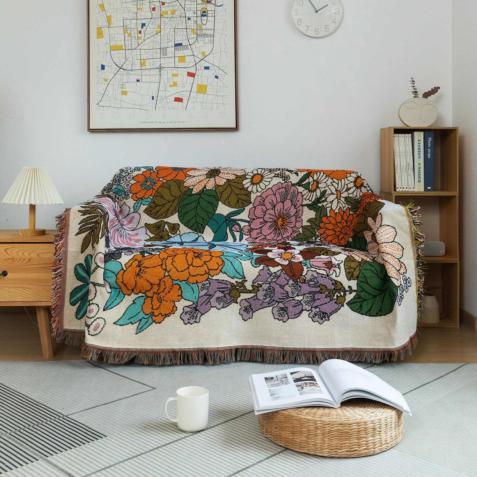 Dreamingo Farmhouse Floral Sofa Cover - 71