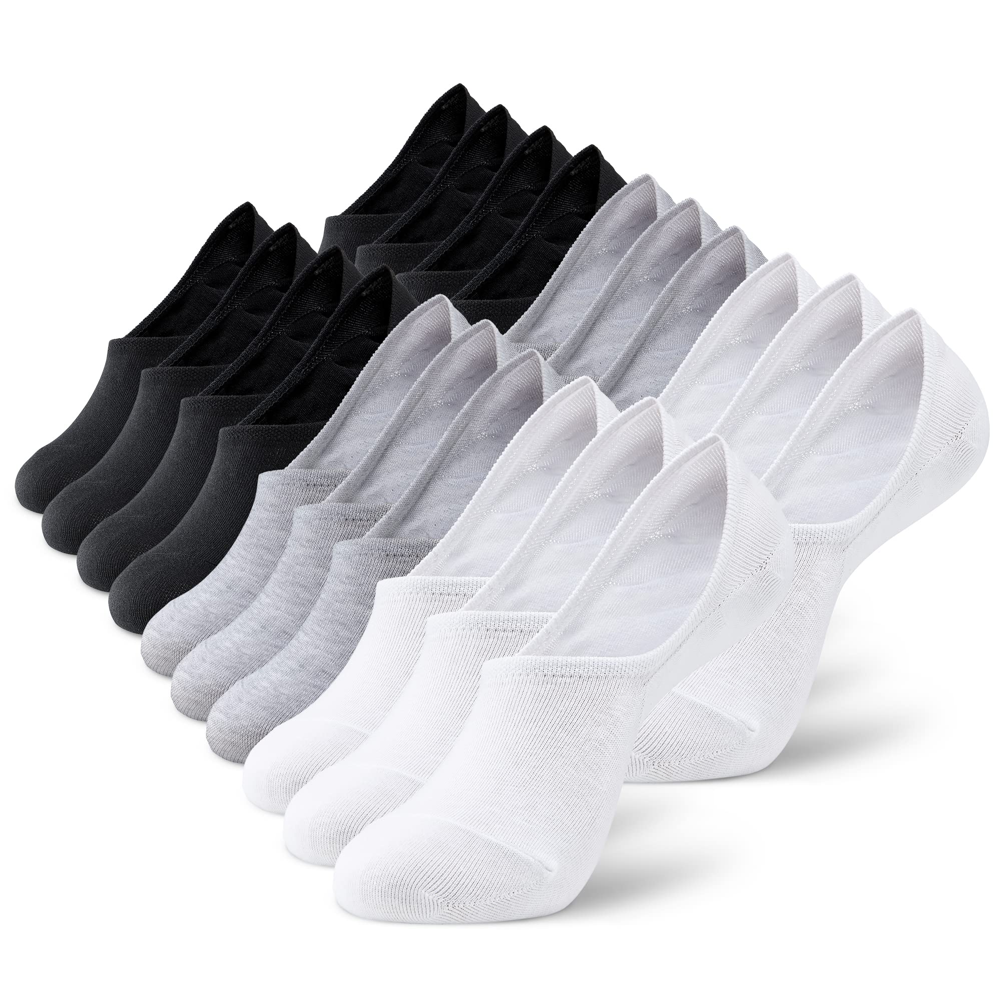 MONFOOT 10 Pairs Invisible No Show Non-Slip Socks for Men & Women - Breathable Low Cut Liner Socks for Sneakers, Loafers & Casual Shoes | Multipack Comfort Socks for Everyday Wear, Workout & Travel