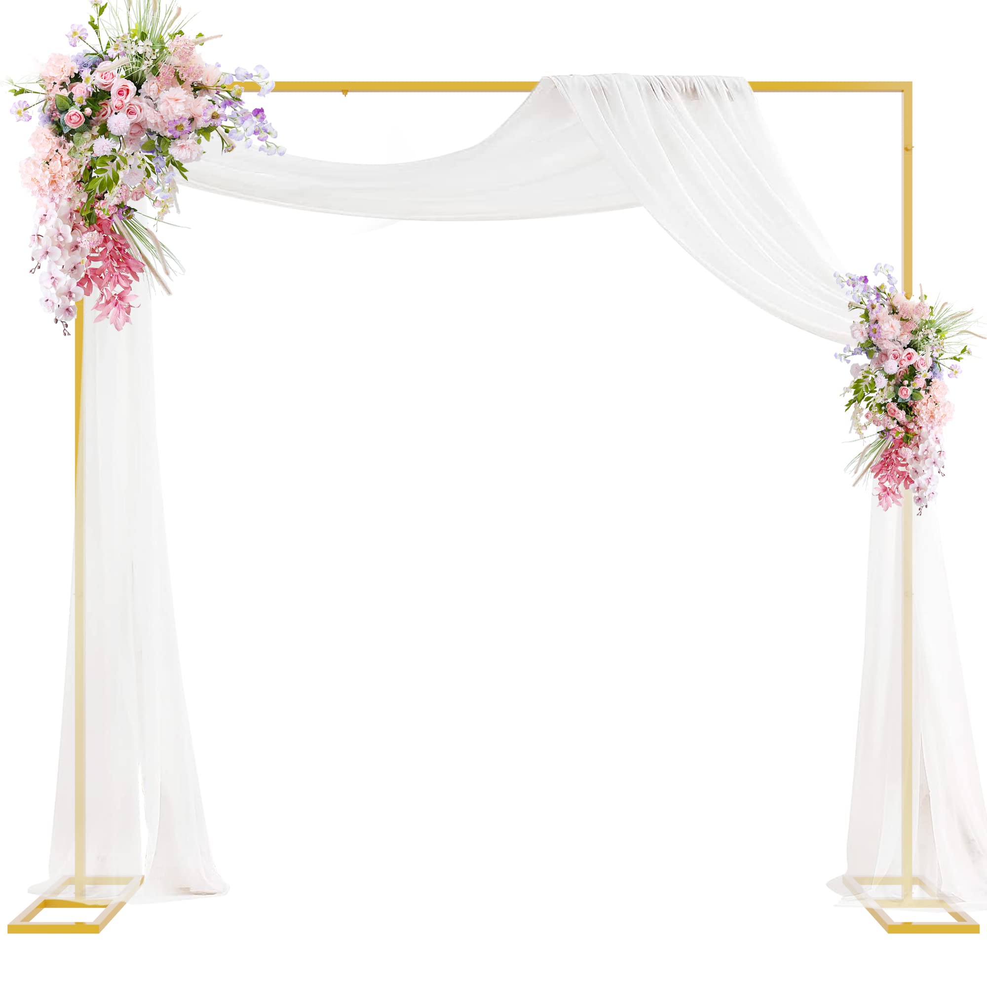 Heavy Duty 8ft x 8ft Adjustable Gold Pipe and Drape Backdrop Stand Kit - Sturdy Metal Photography Background for Wedding, Photobooth, Exhibition, and Event Decorations