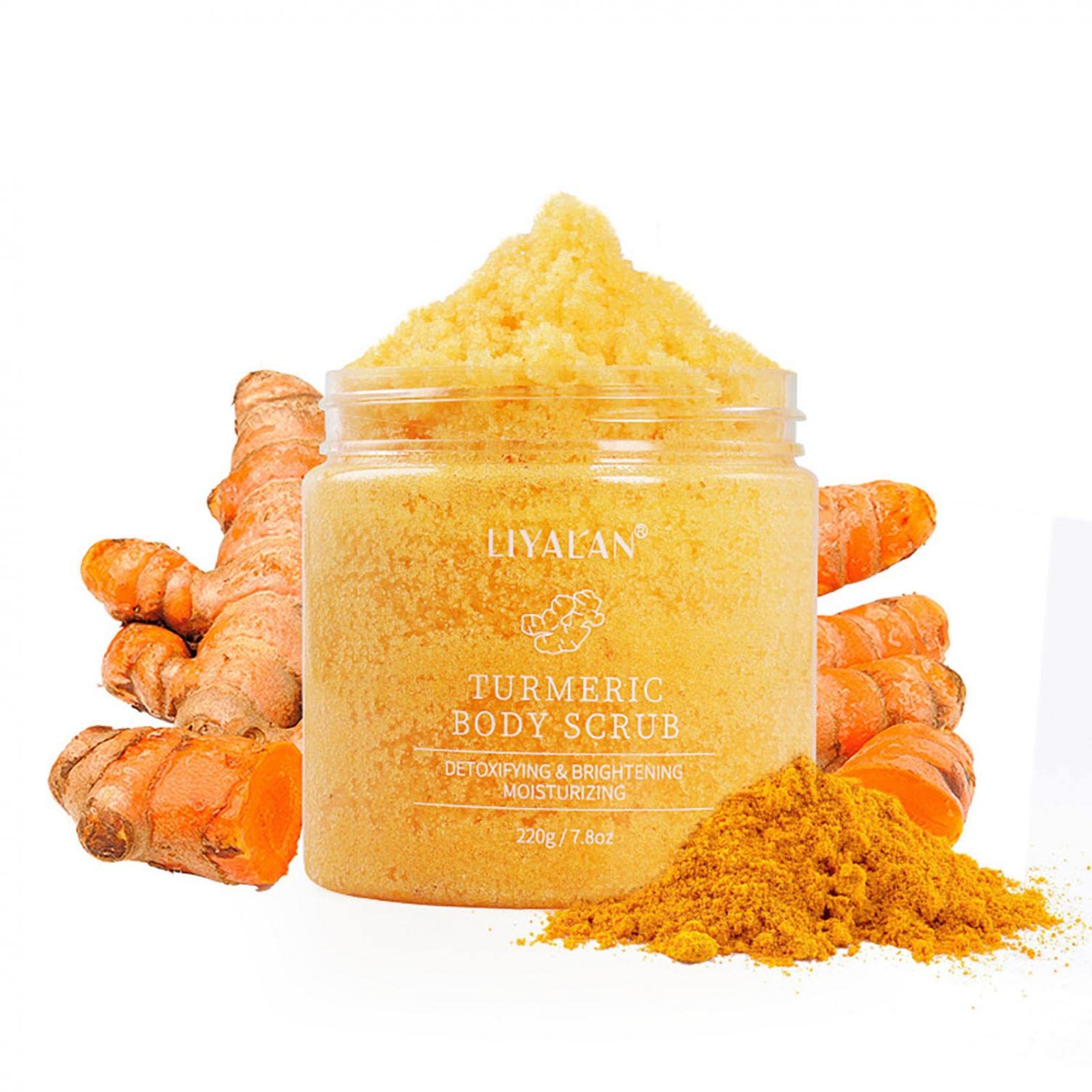 Organic Turmeric Body Scrub for Face & Body - Exfoliating & Moisturizing Skin Care for Hands & Feet - Deep Cleansing, Brightening Treatment to Reduce Dullness - Perfect for Spa Day & Self-Care Routine