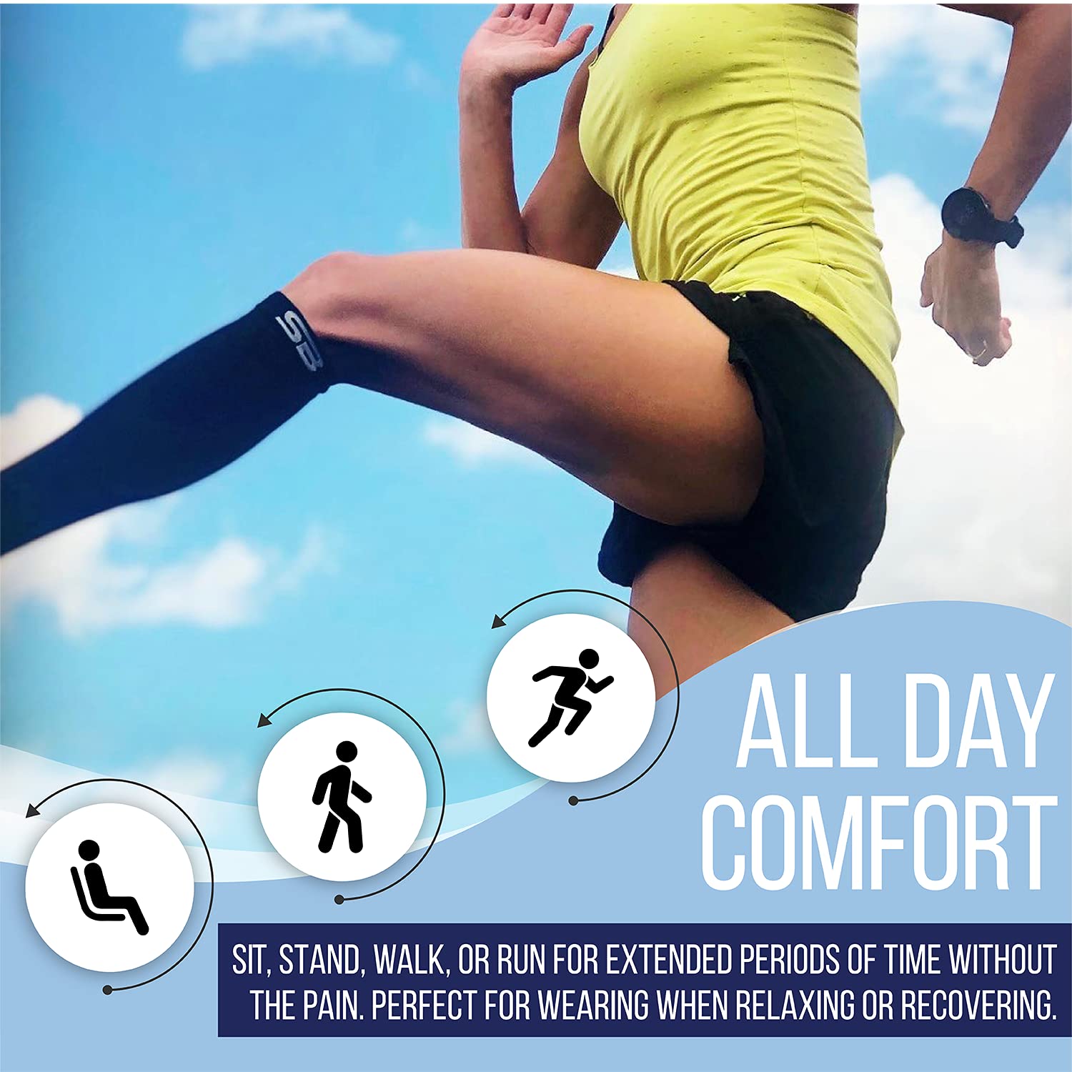 SB SOX Lite 15-20mmHg Compression Socks for Men & Women - Best Graduated Compression Socks for Running, Travel, Nursing & Varicose Vein Relief - Breathable & Comfortable for All-Day Wear - Plus Size XXL Available