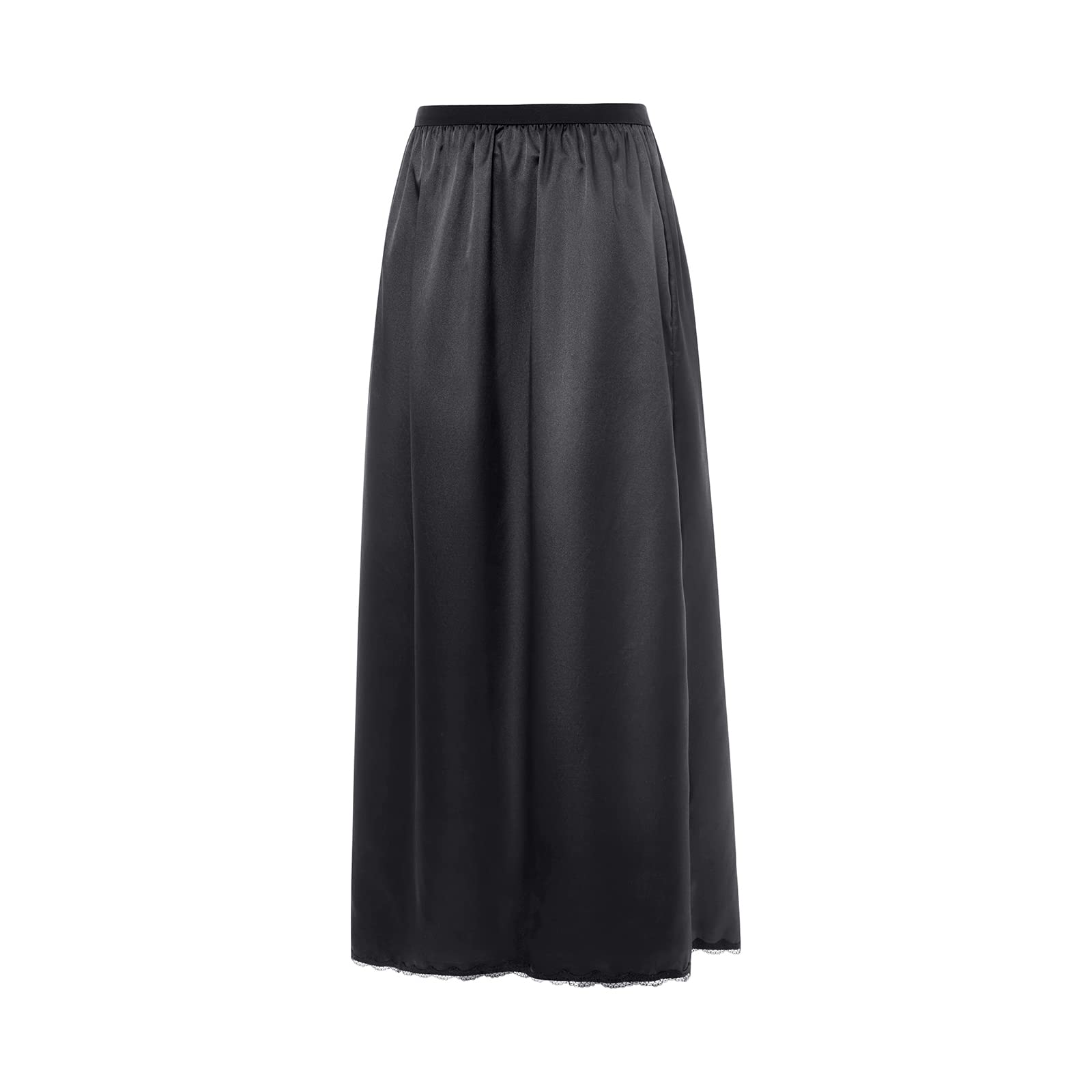 FULA-bao Women's Satin Half Slip - Long Underskirt Dress Extender with Lace Trim - Maxi Skirt for Under Dresses - Perfect for Formal Events, Weddings & Everyday Wear