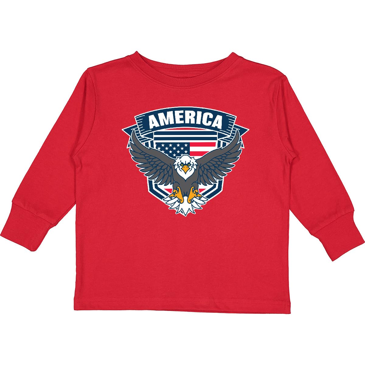 Inktastic Patriotic America Eagle Shield Banner Toddler Long Sleeve T-Shirt - Perfect for Independence Day & Kids' National Pride Events