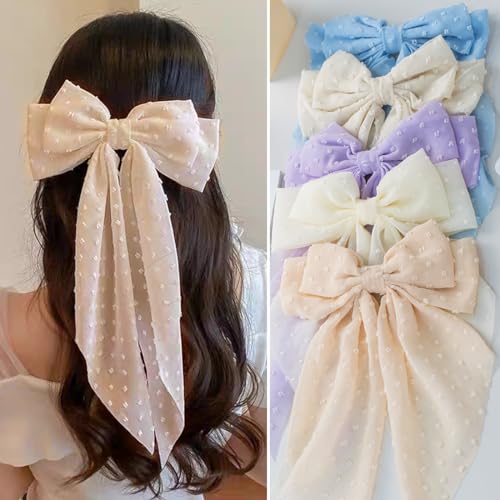 5 PCS Hair Bows for Women & Girls - Non-Slip Bow Clips for Thick & Thin Hair - Big Bow-Knot Hair Clips for Women - Perfect for Parties, Weddings, and Everyday Styling