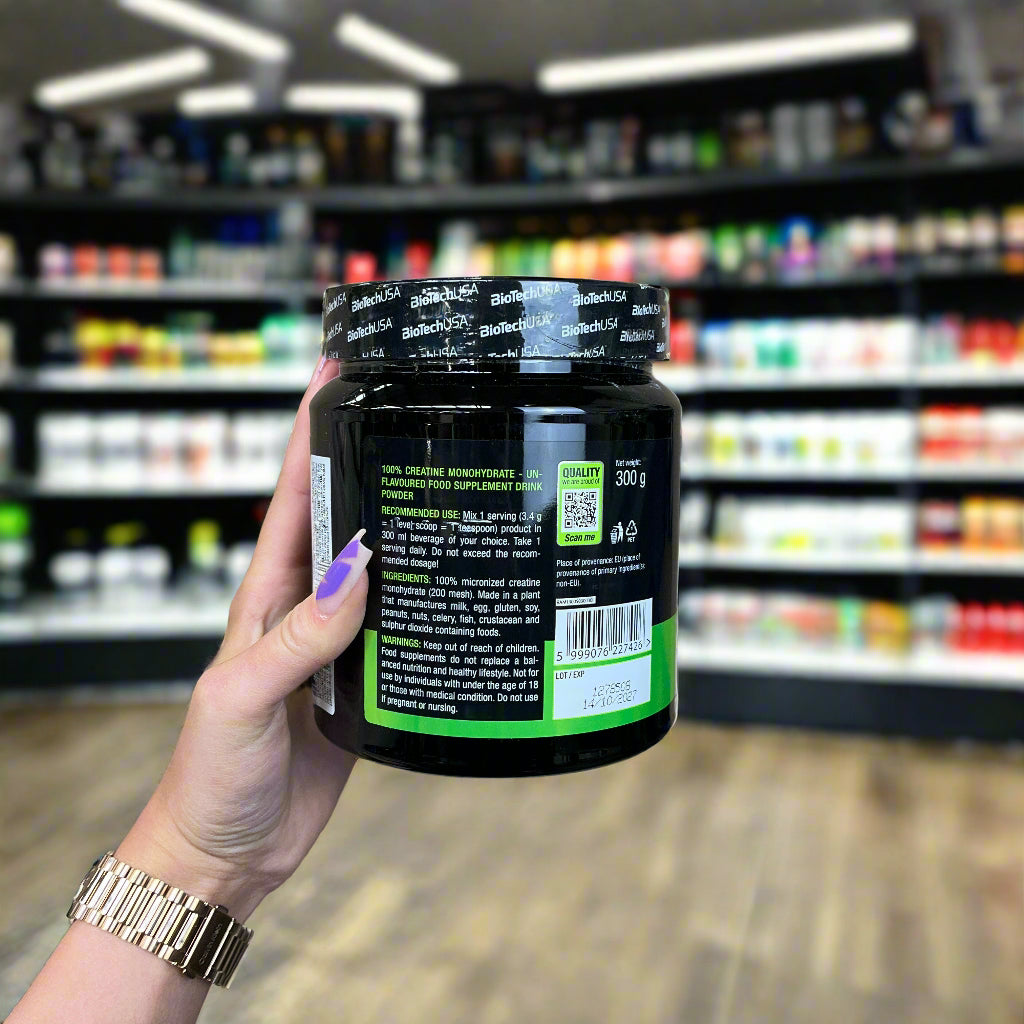 BioTechUSA 100% Pure Creatine Monohydrate Powder - 300g Unflavored Supplement for Muscle Growth & Strength | Pre-Workout & Post-Workout Recovery | Gym & Fitness Enthusiasts