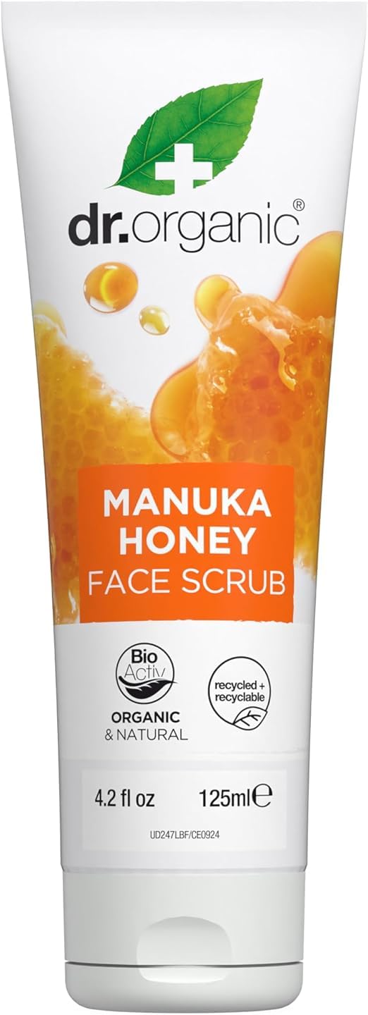 Organic Honey Face Scrub for Dry Skin - Deep Cleansing & Exfoliating, Removes Impurities & Excess Oil, Moisturizing, Paraben & SLS-Free, 125ml - Perfect for Daily Skincare Routine & Spa-Like Treatment at Home
