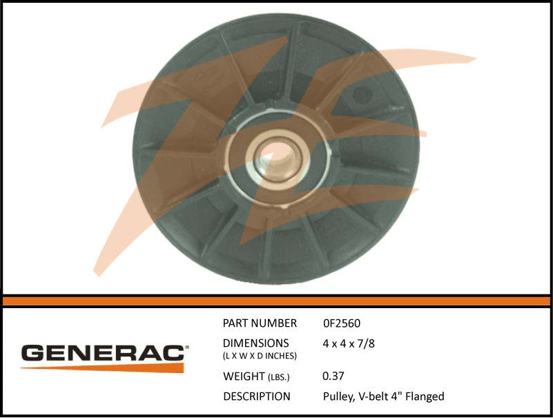 Generac 0F2560 V Belt Pulley 4 Flanged - Replacement Part for Generac Generators - Durable Engine Pulley for Power Equipment Maintenance & Repair