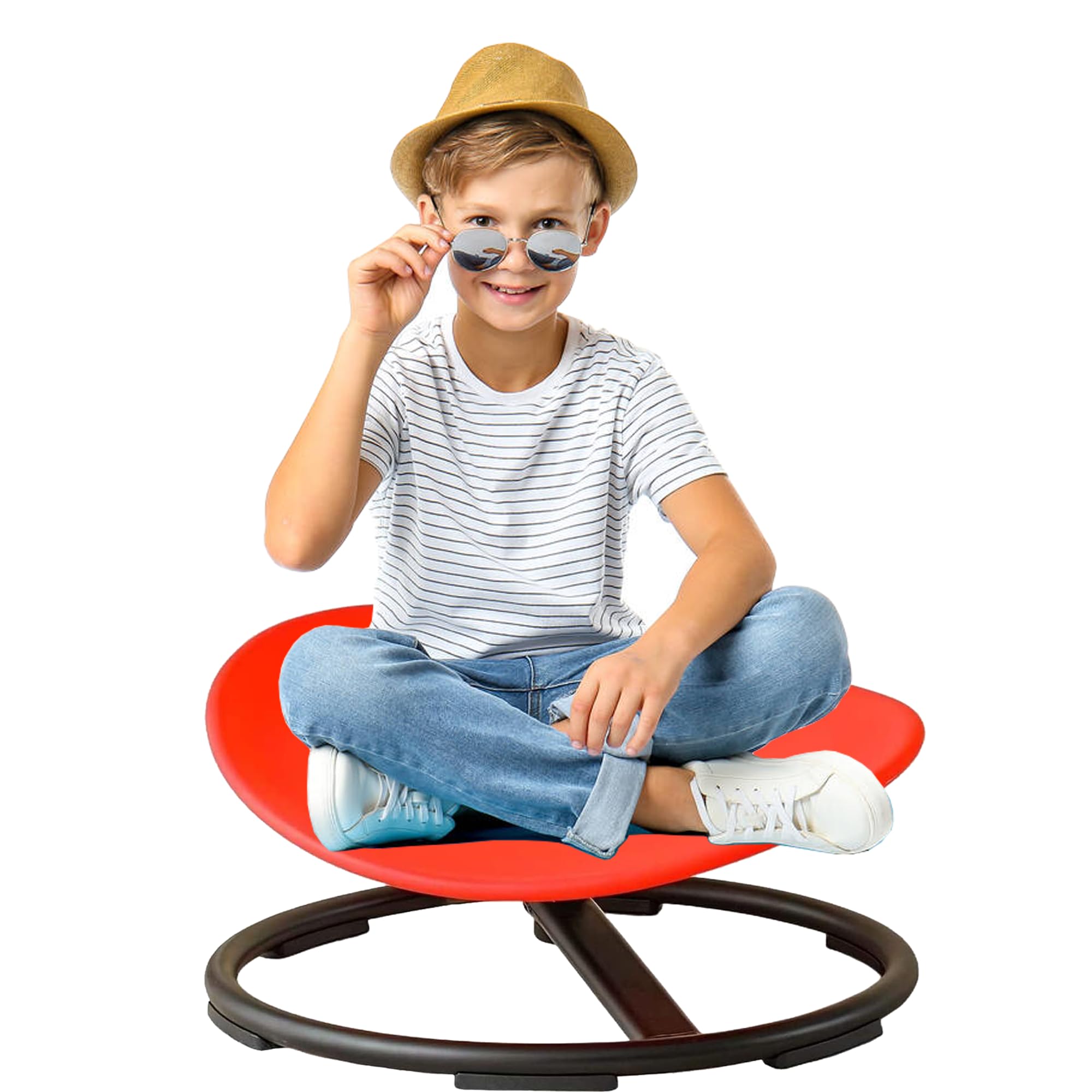 **Autism Sensory Swivel Chair for Kids - Spinning Chair for Toddlers with Non-Slip Metal Base, Improves Body Coordination & Focus - Red (Perfect for Therapy, Classroom & Home Use)**