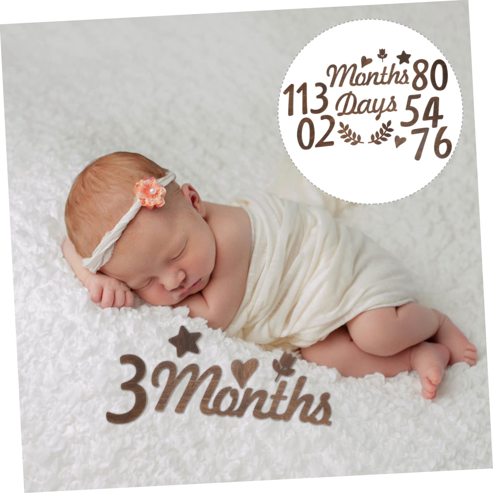 HEMOTON 2 Sets Personalized Baby Milestone Cards - Newborn Photo Props with Love & Wonderful Milestone Number Signs for Baby's First Year - Perfect for Monthly Photos, Birthday Parties & Nursery Decor