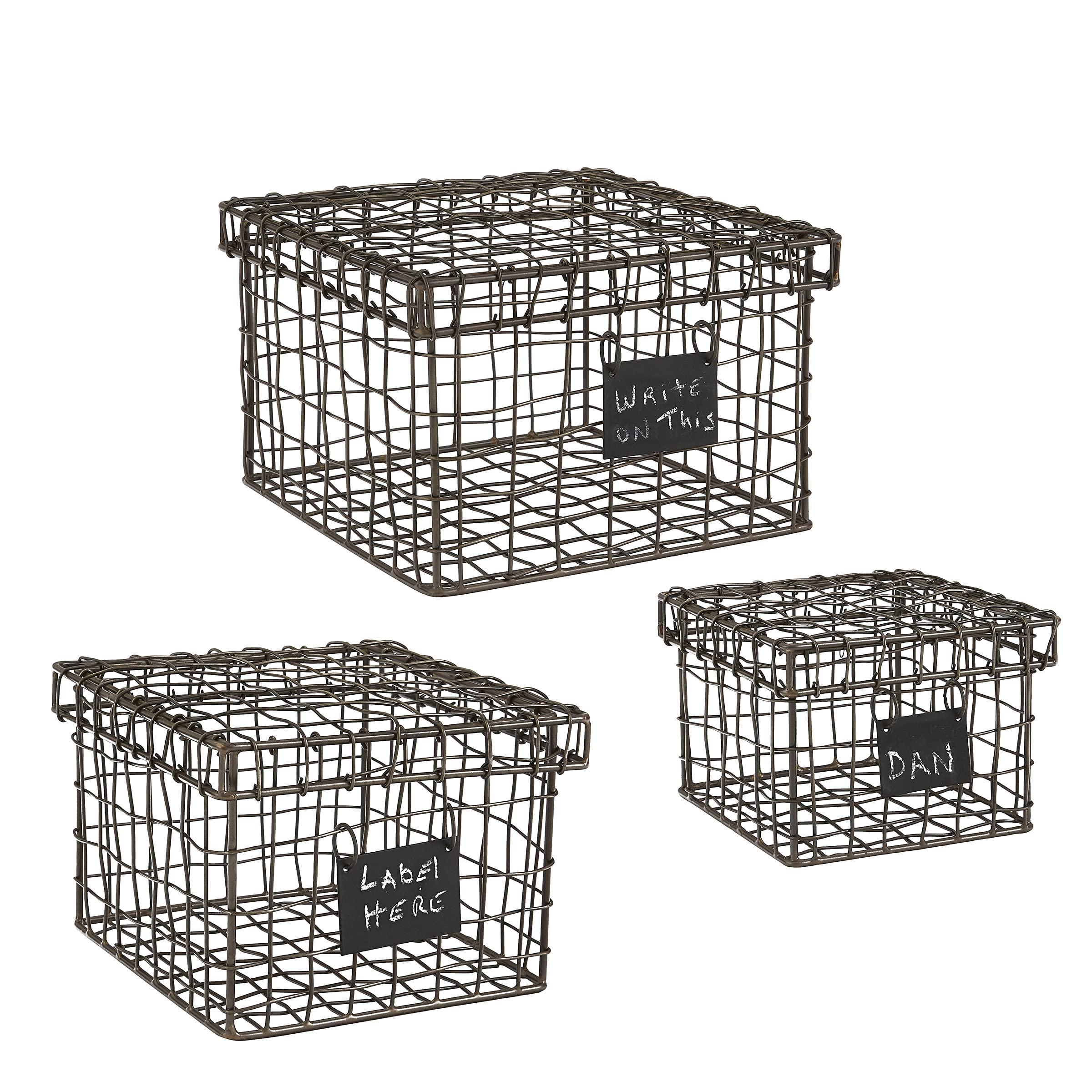 Park Designs Wire Baskets with Chalkboard Labels - Set of 3 Storage Baskets for Kitchen, Bathroom & Office Organization