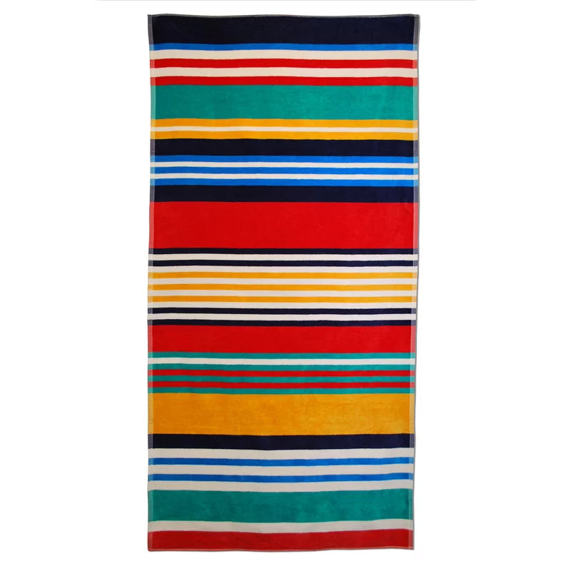 Soft Cotton Multicolored Striped Oversized 2-Piece Beach Towel Set - Perfect for Pool, Beach, Vacation & Spa Days