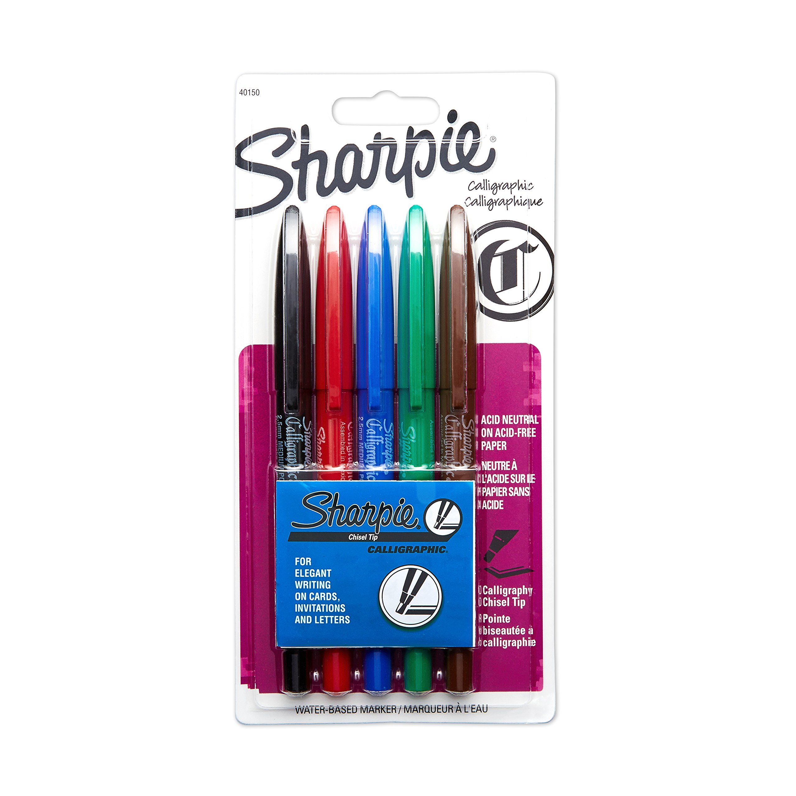 Sharpie Calligraphic Chisel Tip Water-Based Markers (40150SH) - Perfect for Art, Lettering, Signage & DIY Projects