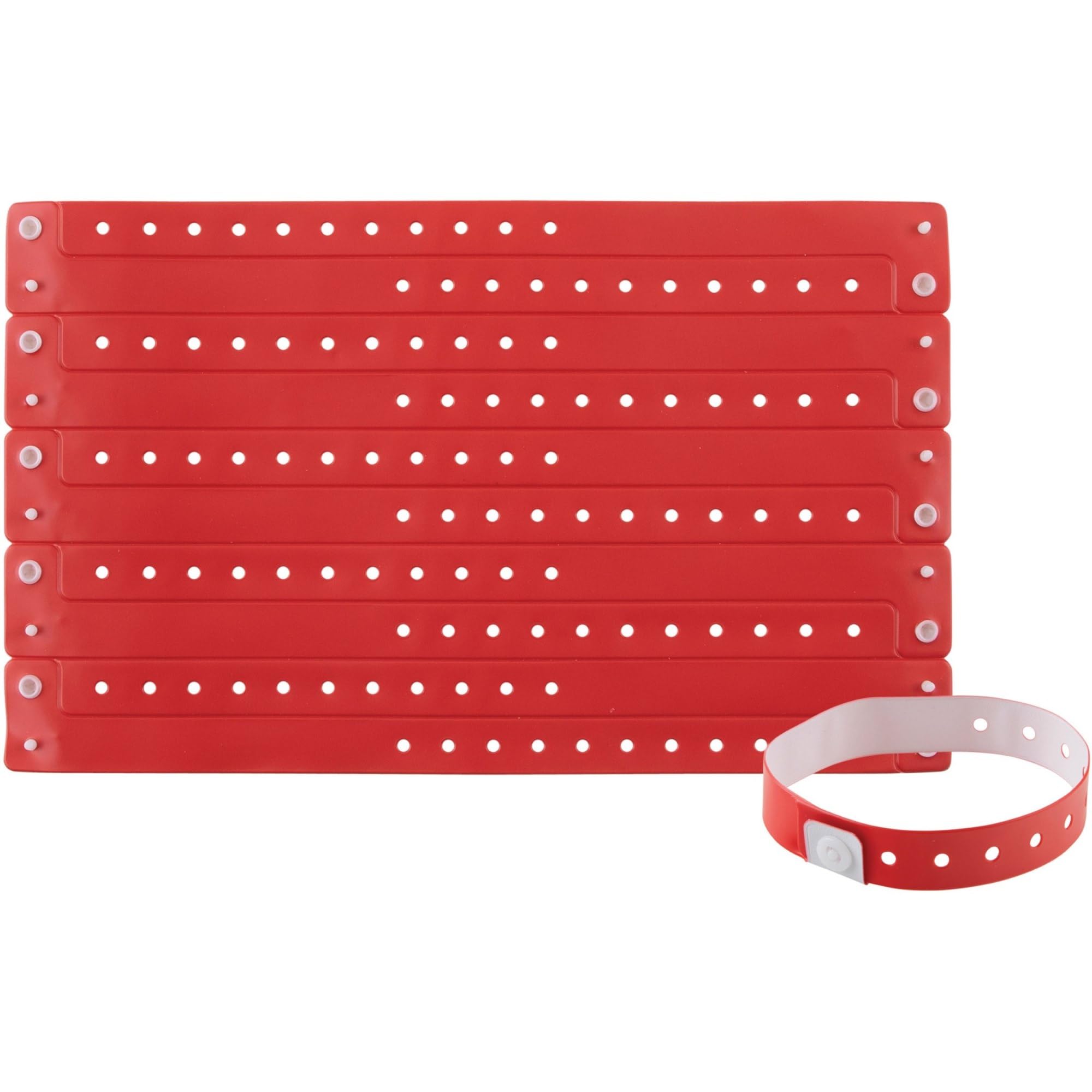 Custom Red Vinyl Wristbands - 100 Pack | Bulk Wristbands for Events, Parties, Concerts & Fundraisers | Durable & Waterproof Bracelets for Identification & Admission Control