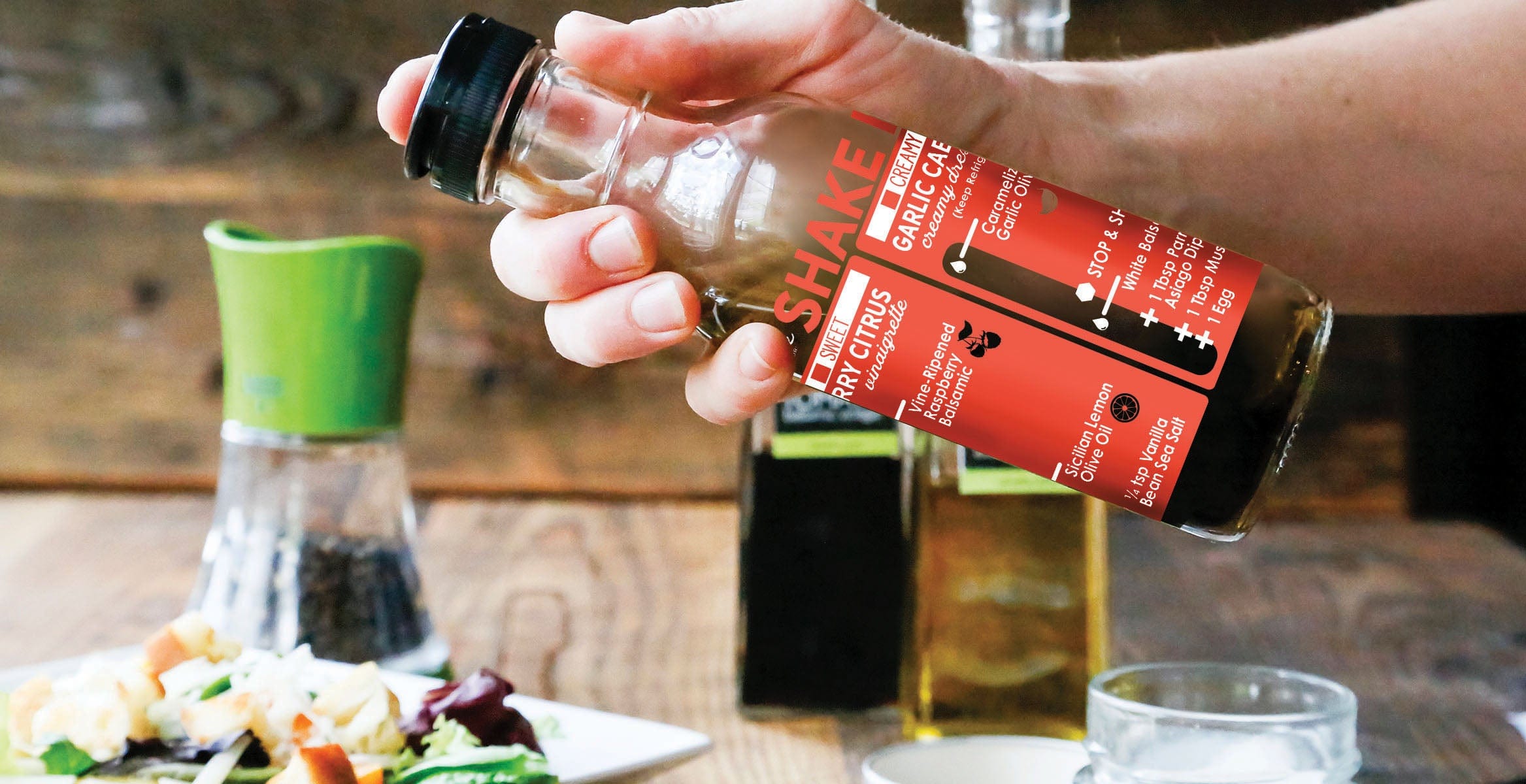 Olivelle Shake It! Salad Dressing Recipe Bottle - Perfect for Homemade Vinaigrettes, Marinades & Healthy Meal Prep