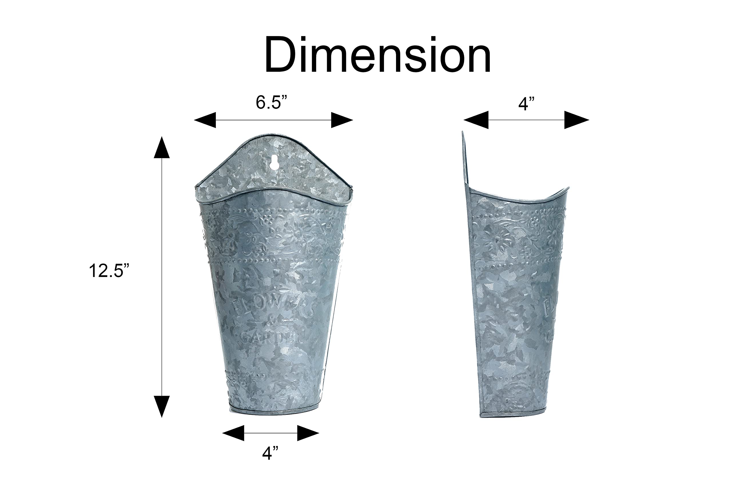 Galvanized Hanging Planter Set of 2 - Rustic Metal Wall Vases for Indoor & Outdoor Plants, Herbs & Flowers | Weather-Resistant Farmhouse Decor for Patio, Garden & Home Décor