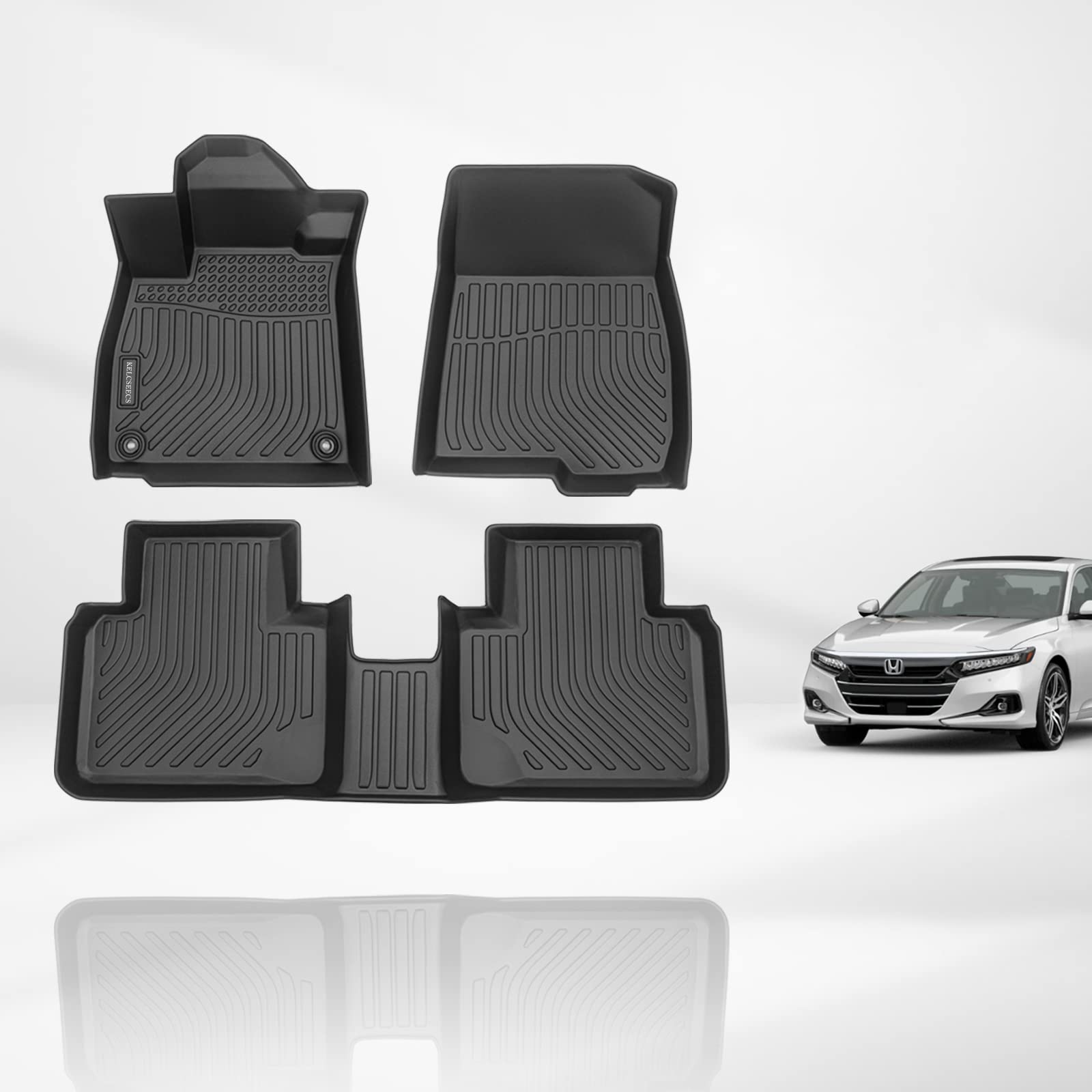 KELCSEECS Custom Floor Mats for Honda Accord 2022-2018 | Waterproof All-Weather Car Mats | Heavy Duty Odorless Automotive Floor Liners | Front & Rear Row Full Set Accessories (Black) | Perfect for Daily Commuting, Road Trips & All-Season Protection