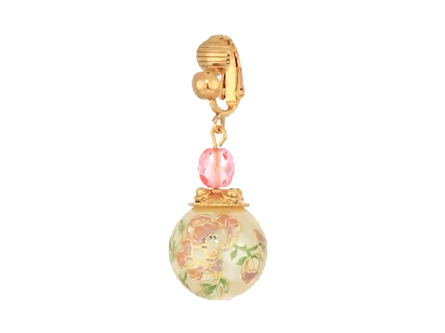 1928 Vintage Style Floral Drop Earrings with Faux Pearls & Pink Crystals – Clip-On Dangle Earrings for Women, Perfect for Weddings, Parties & Special Occasions