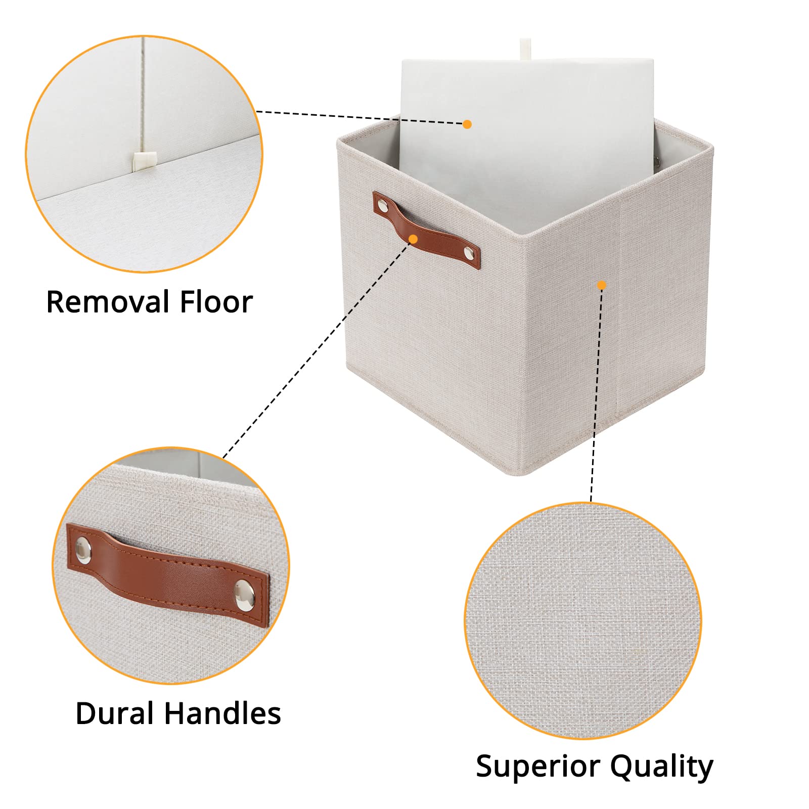 Durable Foldable Fabric Storage Bins for Shelves & Closets - Home Organization Cubes for Toys, Towels, Clothes & Gifts (Beige) | Perfect for Nursery, Bedroom & Closet Storage Solutions