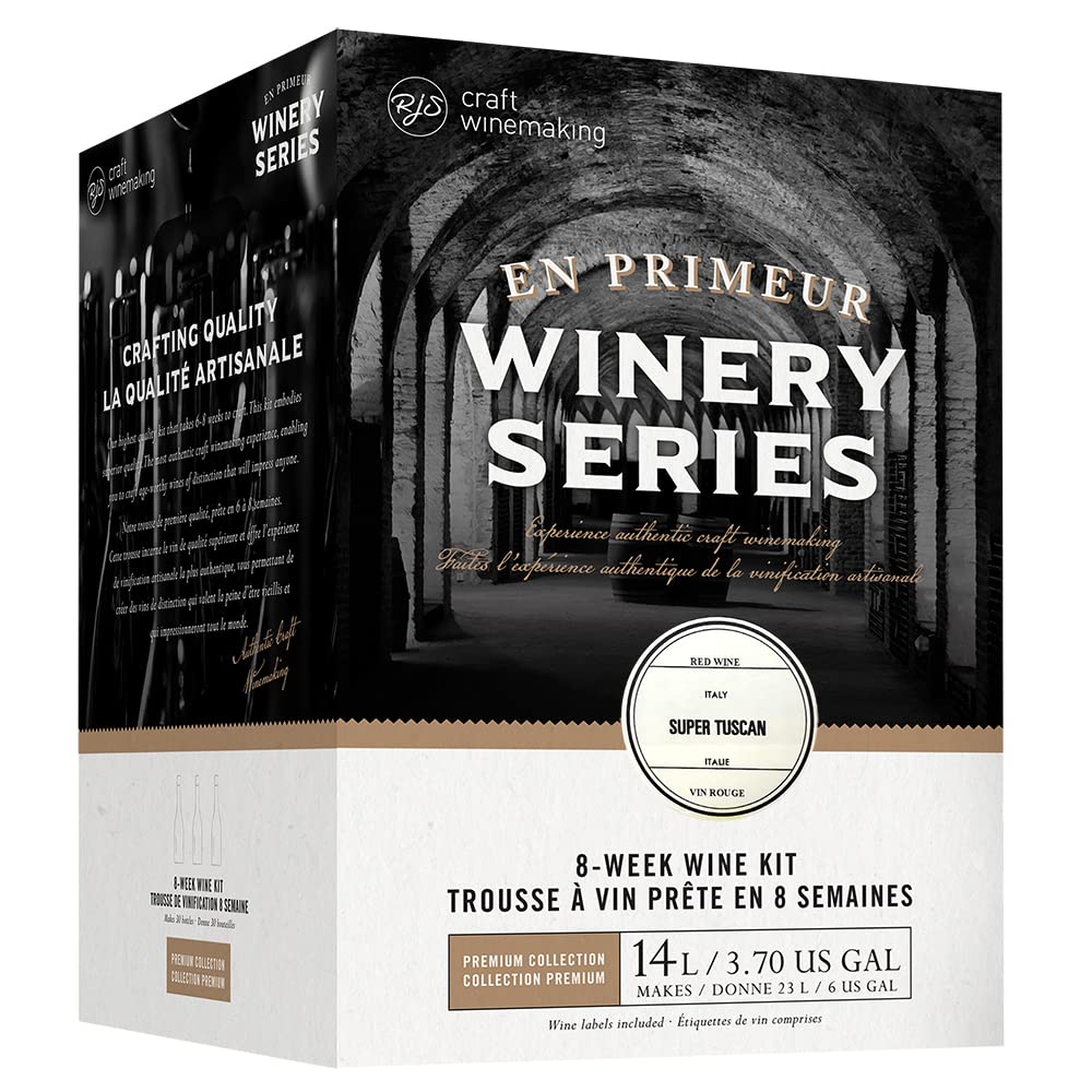Premium RJ Spagnols Super Tuscan Wine Kit with Skins - 6 Gallon En Primeur | Home Winemaking Starter Kit for Italian Red Wine Lovers | Perfect for Special Occasions & Gifts