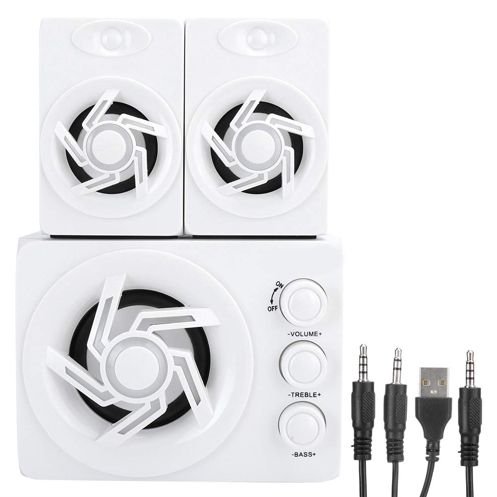 70W 2.1 Channel Computer Speakers with Subwoofer - 3D Surround Sound PC Speakers for Desktop, Laptop, Gaming | Home Theater Audio System for Movies, Music & Work (White, Model D209)