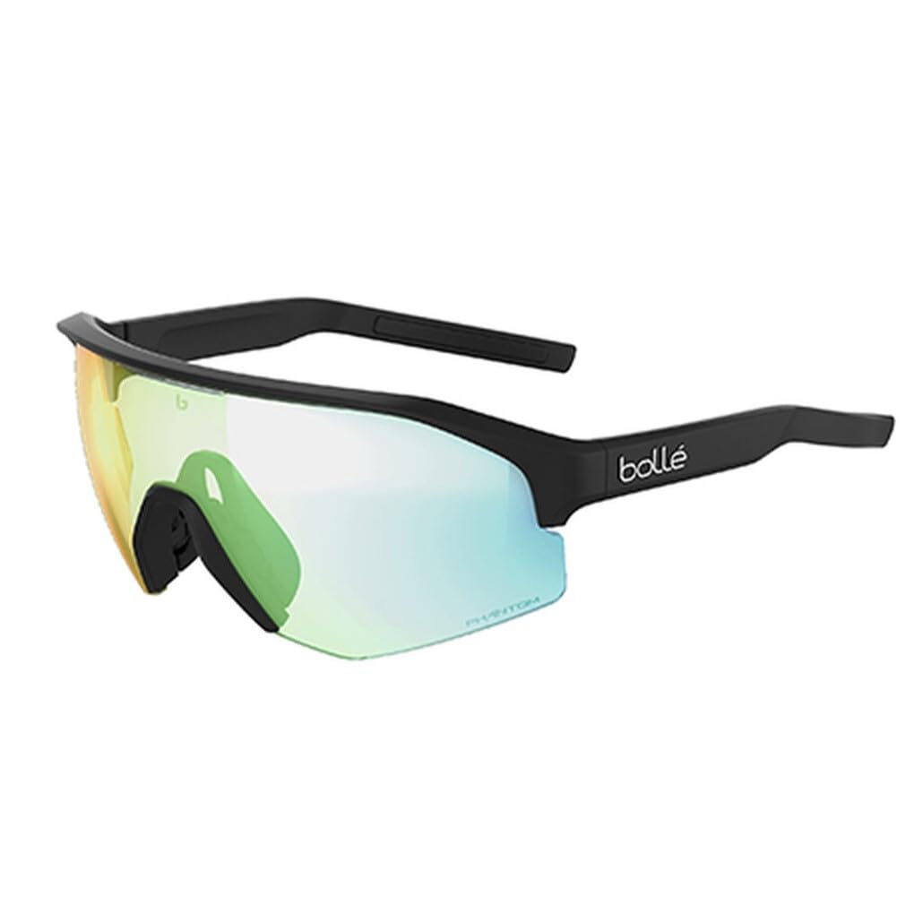 Bollé Lightshifter XL Sunglasses - Black Matte Frame with Phantom Clear Green Lenses for Running, Cycling & Outdoor Sports