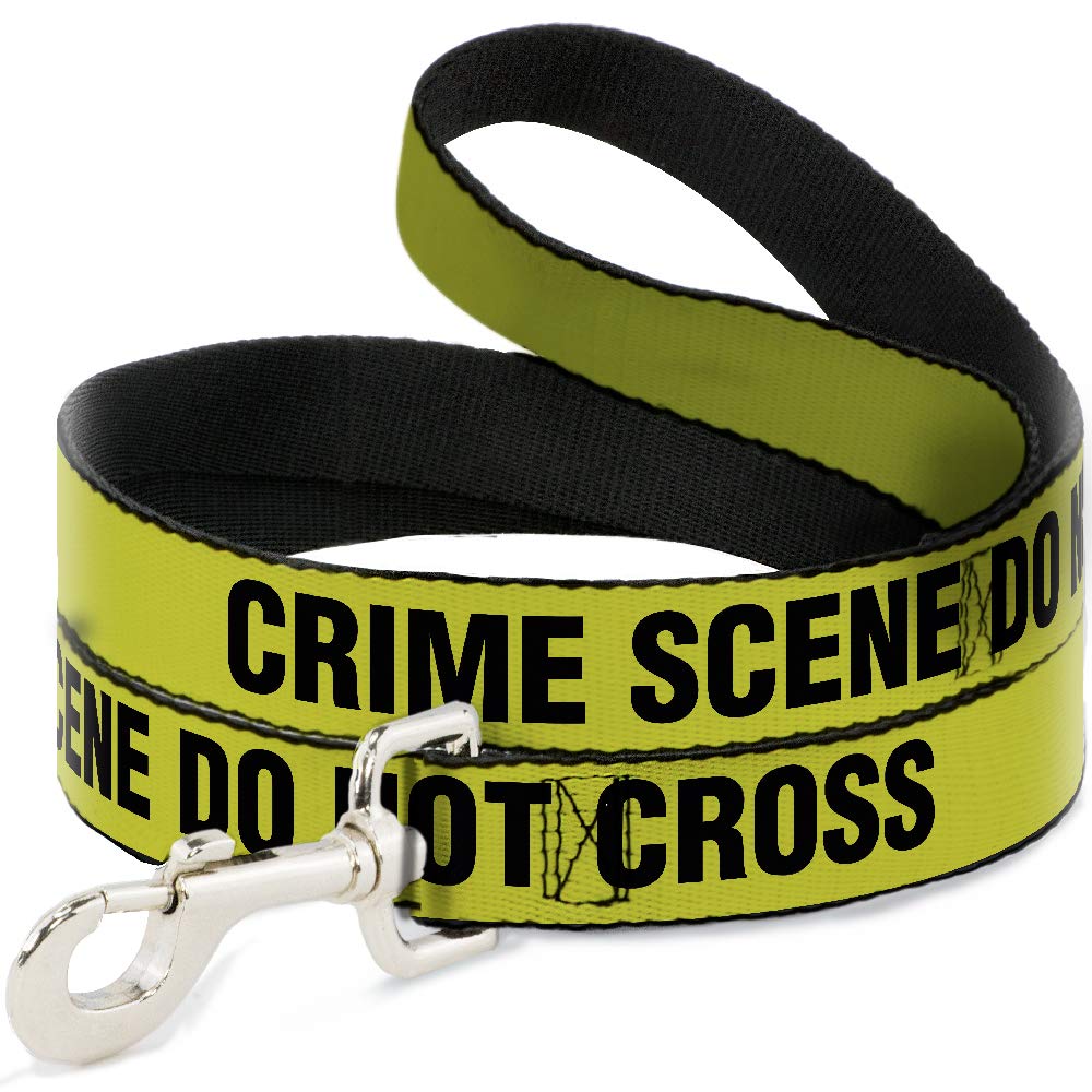 Crime Scene Do Not Cross Dog Leash - 6ft Long, 1 Inch Wide Yellow & Black Reflective Pet Leash for Large Dogs - Perfect for Halloween, Cosplay & Themed Dog Walks