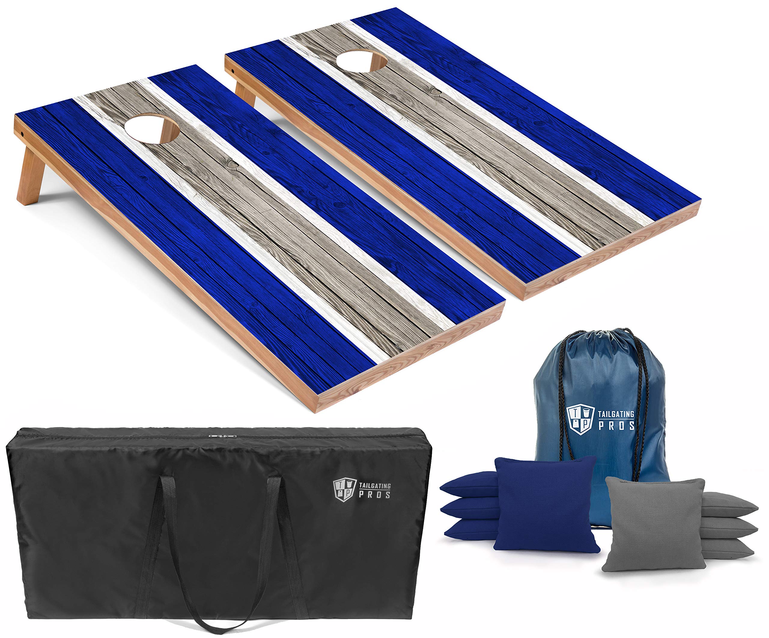 Premium Striped Lightweight Cornhole Board Set with LED Rings - 4'x2' Regulation Size, 8 Bean Bags & Carrying Case - Perfect for Tailgating, Backyard Parties, and Outdoor Games