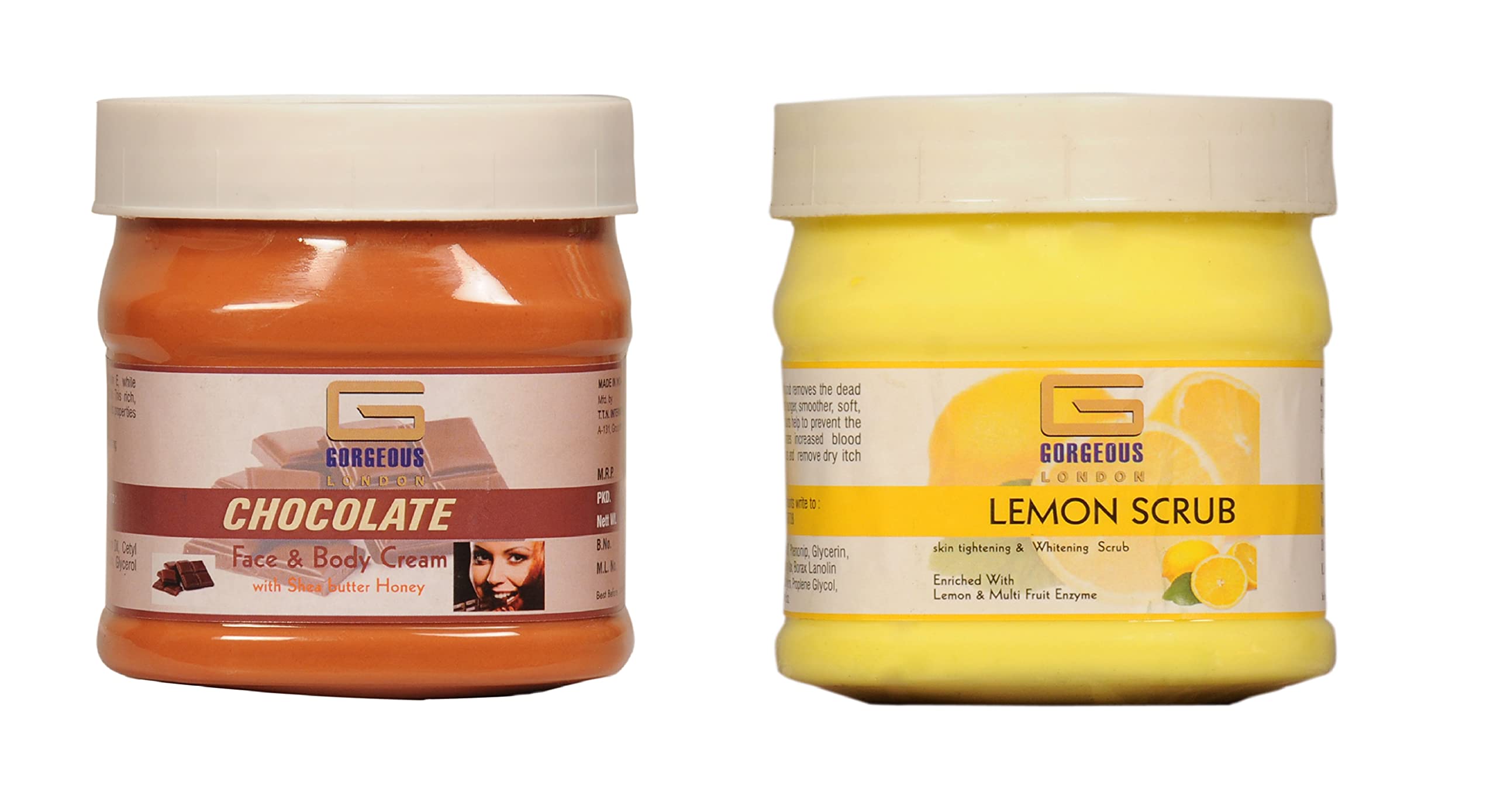 London Chocolate Cream & Lemon Scrub Combo - 2 Pack (450g Each) | Exfoliating Body Scrub for Dry Skin, Spa Treatment at Home, Luxury Gift Set
