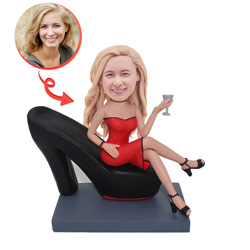 Personalized High Heel Girl Bobblehead - Customized Funko Pop Style Collectible for Office Desk, Birthday Gifts & Party Decorations