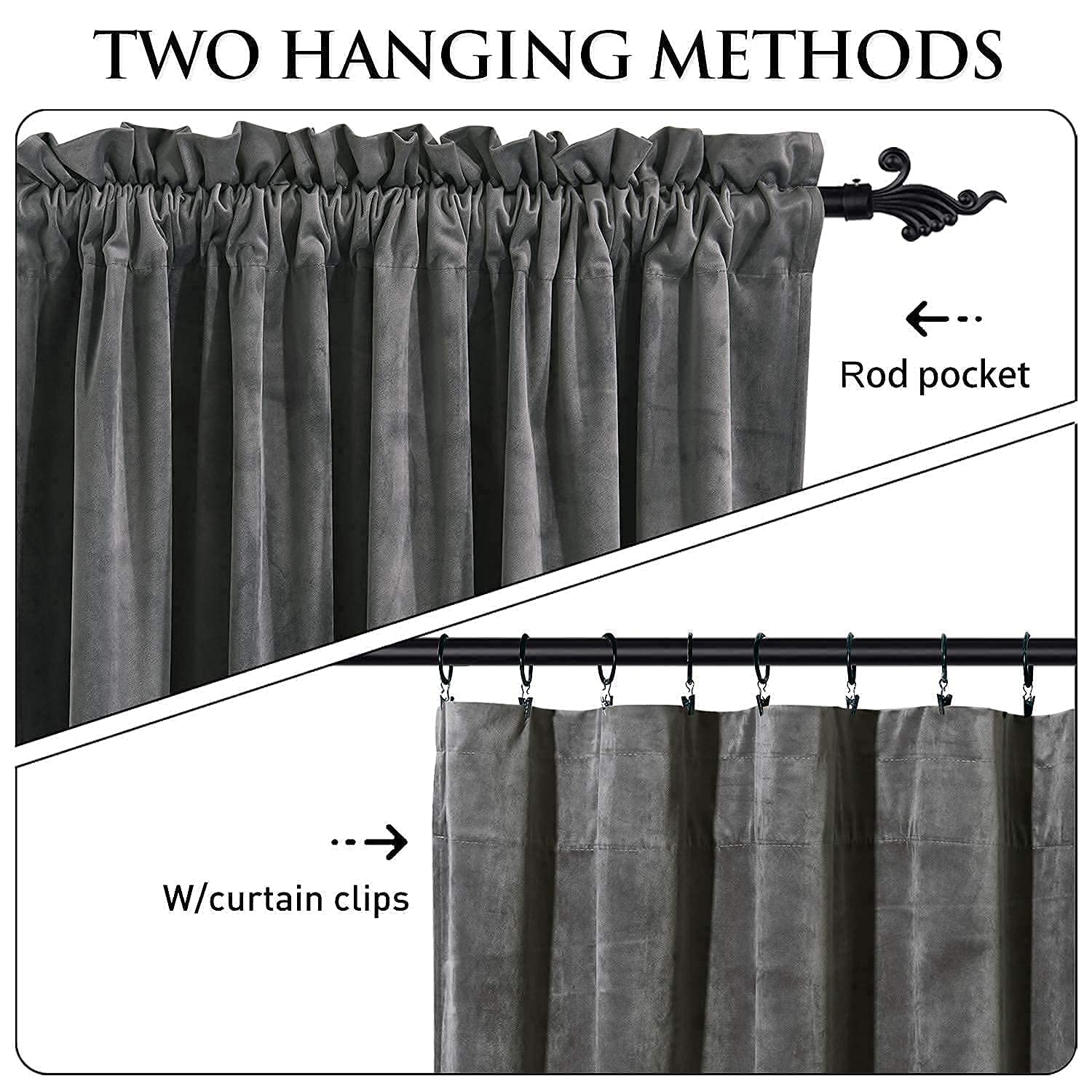 StangH Luxury Velvet Curtains & Valances Set - Elegant Blackout Drapes for Living Room, Bedroom - Soft Thermal Insulated Window Treatments for Home Decor