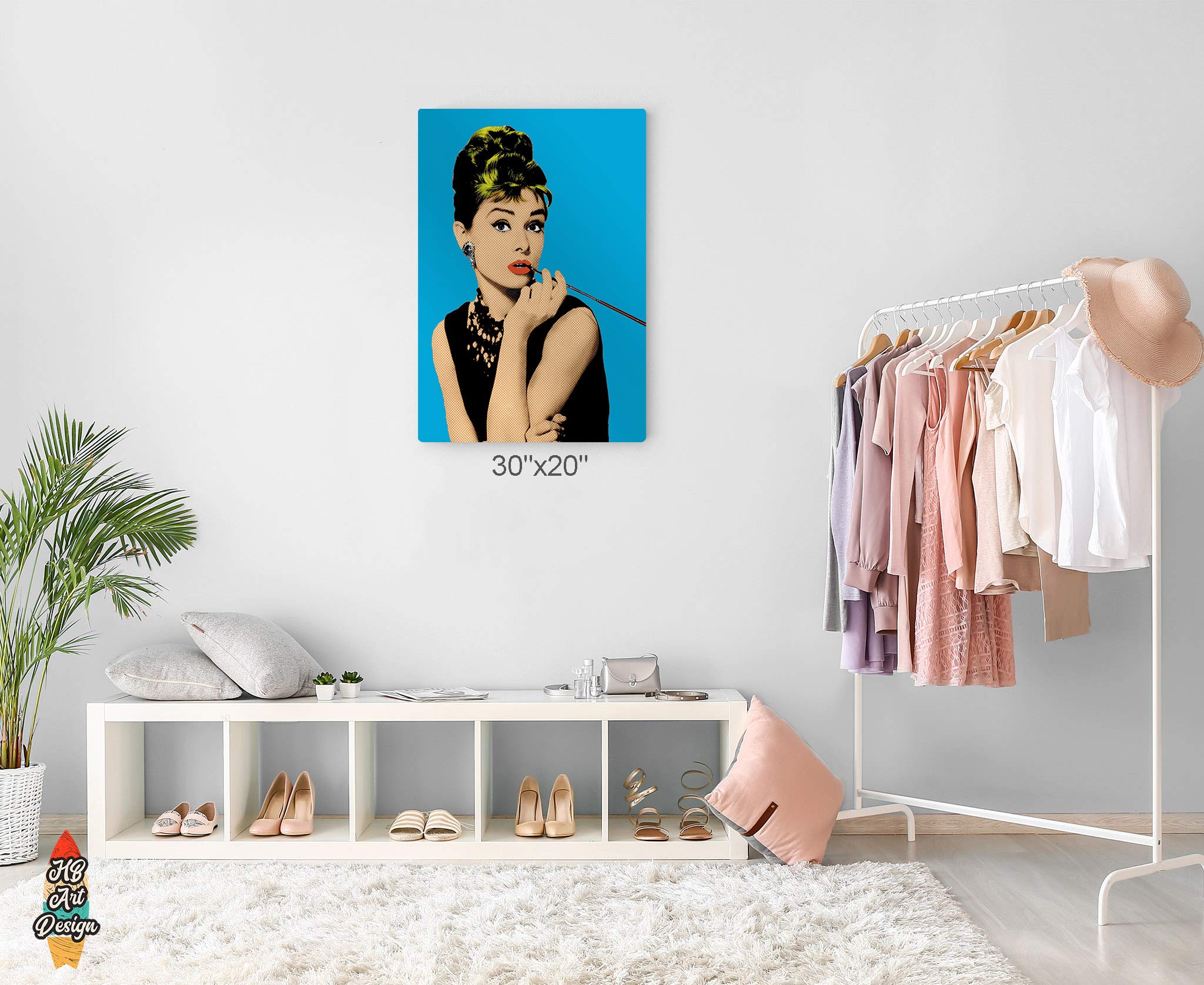 Audrey Hepburn Wall Art - Breakfast at Tiffany's Movie Poster - Blue Background Metal Print - 30x20 Inches - Modern Home Decor for Living Room & Bedroom - Made in USA | Perfect Gift for Film Lovers & Classic Hollywood Fans