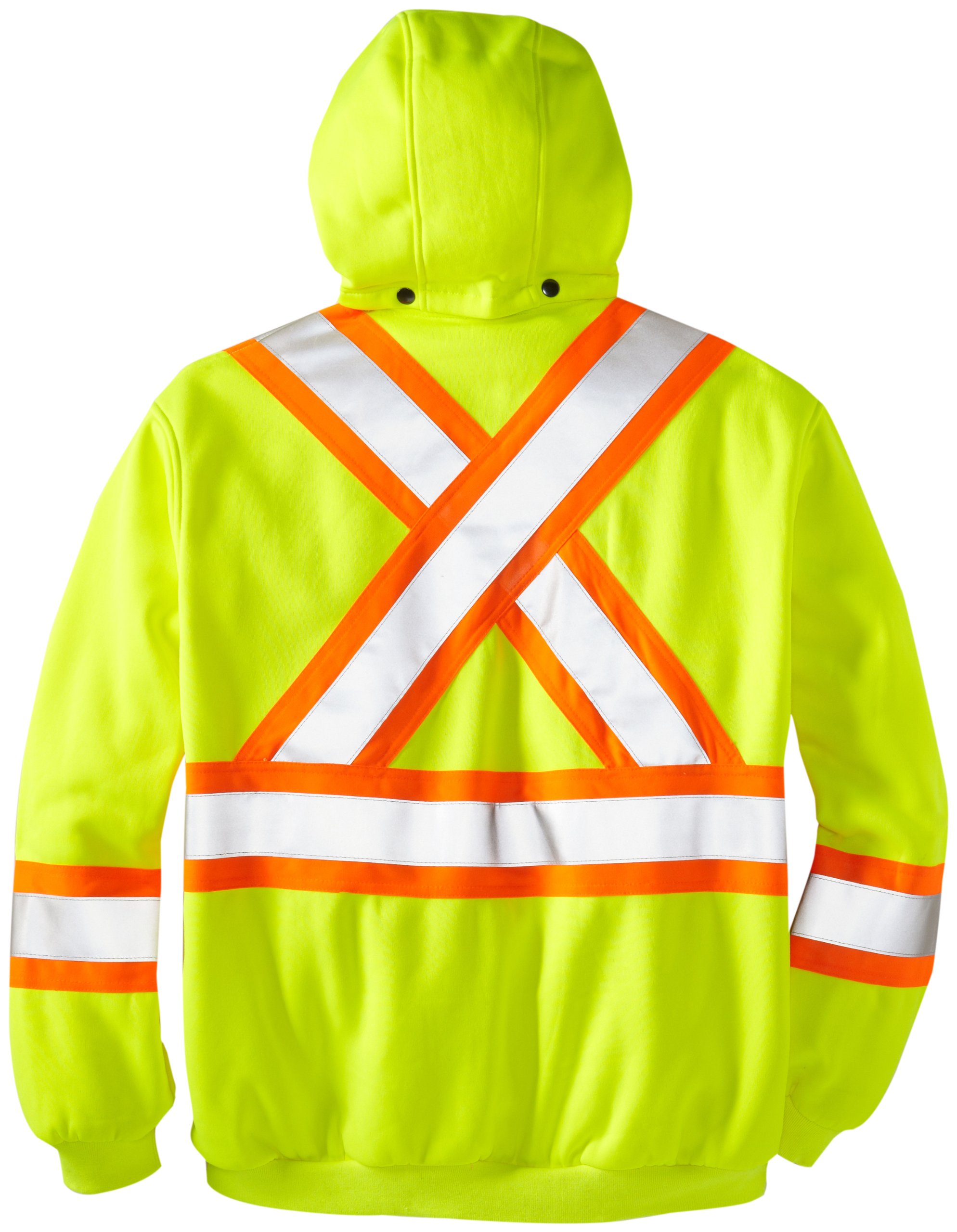 Work King Men's High Visibility Zip Front Safety Fleece Hoodie - Reflective Workwear for Construction & Outdoor Jobs