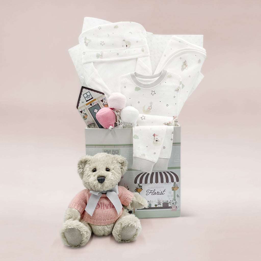 Personalized Berkeley's Little Love Snuggle Hamper in Pink - Perfect Baby Shower Gift, Newborn Present & Nursery Decor for Girls