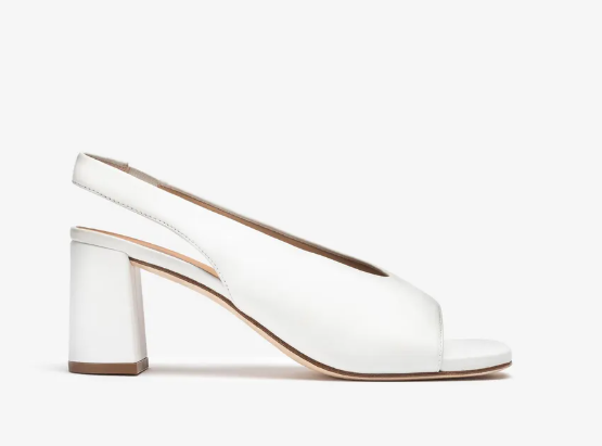 UNISA Women's White Leather Peep Toe Slingback Heels - Mondy Style Dress Shoes for Weddings, Parties & Office Wear
