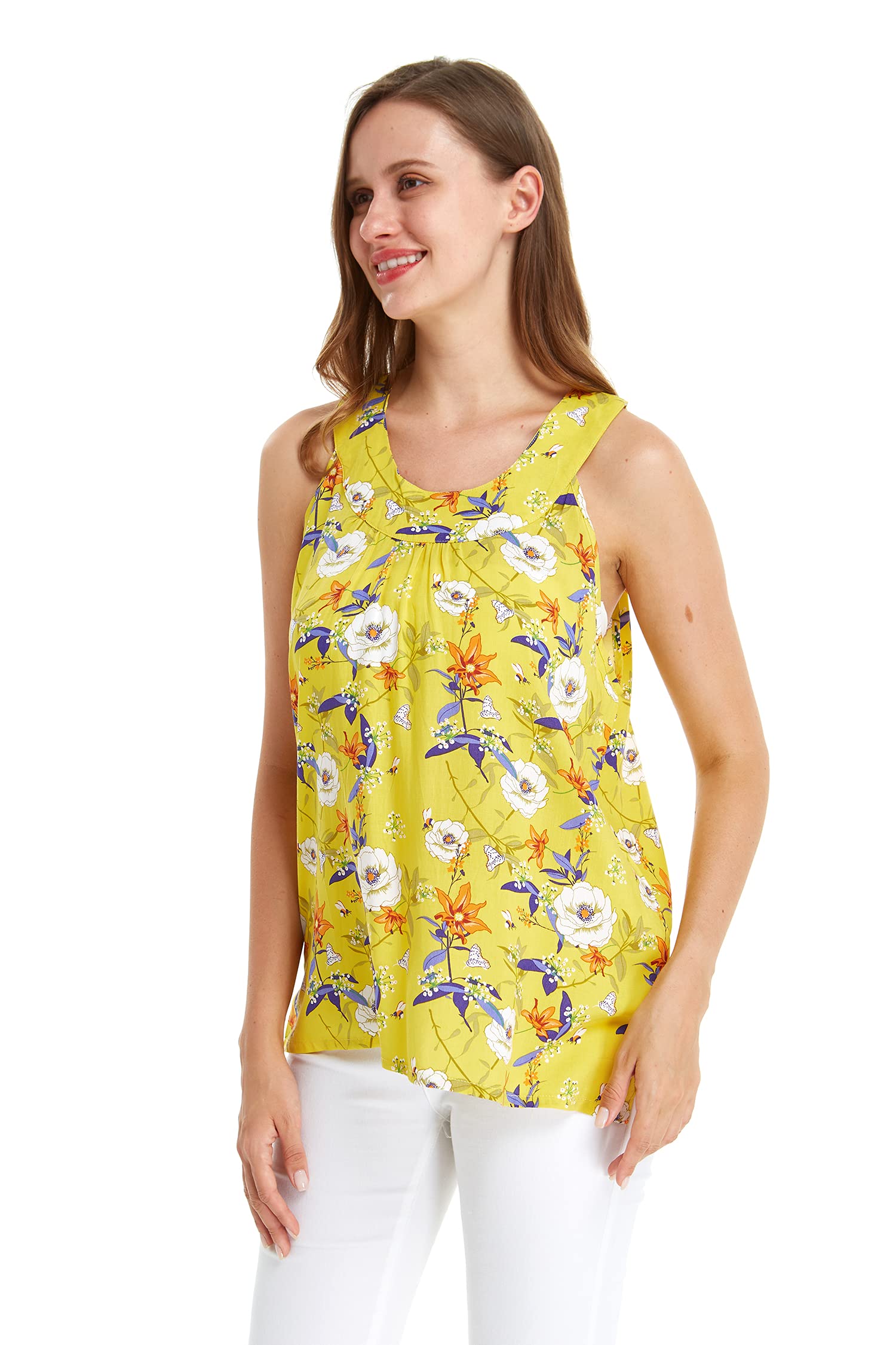 Women's Hawaiian Tank Top - Pink Hibiscus Vine Print | Comfortable & Stylish for Beach, Vacation & Summer Outfits