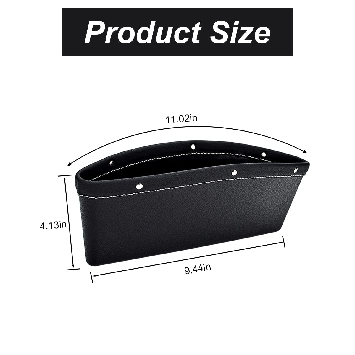 2PCS Universal Car Seat Gap Organizer - PU Leather Storage Box for Seat Side Crevices, Auto Interior Accessories Filler Pocket Fits Most Vehicles (Black) | Keep Phone, Keys & Small Items Organized While Driving