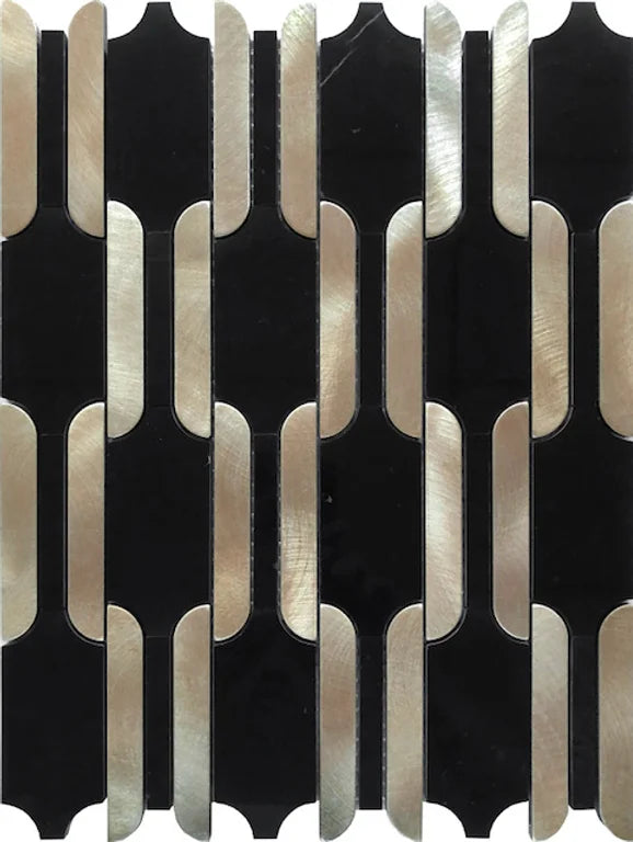 Timeless Links Marble & Glass Mosaic Tiles - Golden Eternity Collection | Premium Peel & Stick Backsplash for Kitchen & Bathroom Renovation