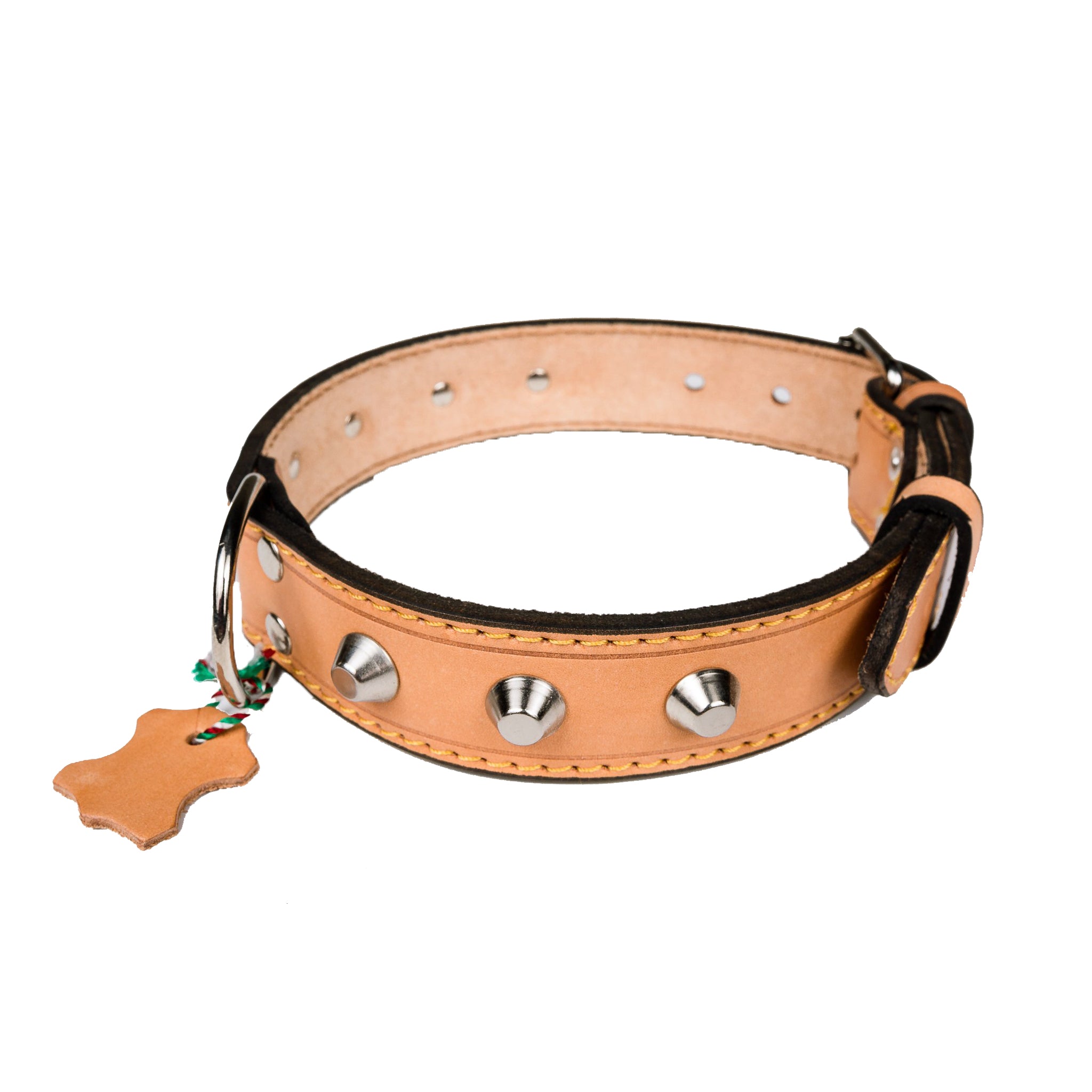 Italian Leather Studded Dog Collar with Metal Studs - Small Size for Small Dogs - Perfect for Training, Walking, and Fashion Accessories