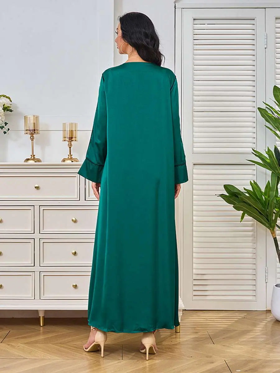 Elegant Rhinestone Beaded Caftan Dress for Women - Boho Maxi Kaftan with Sparkling Embellishments #25247 | Perfect for Eid Celebrations, Beach Vacations & Special Occasions