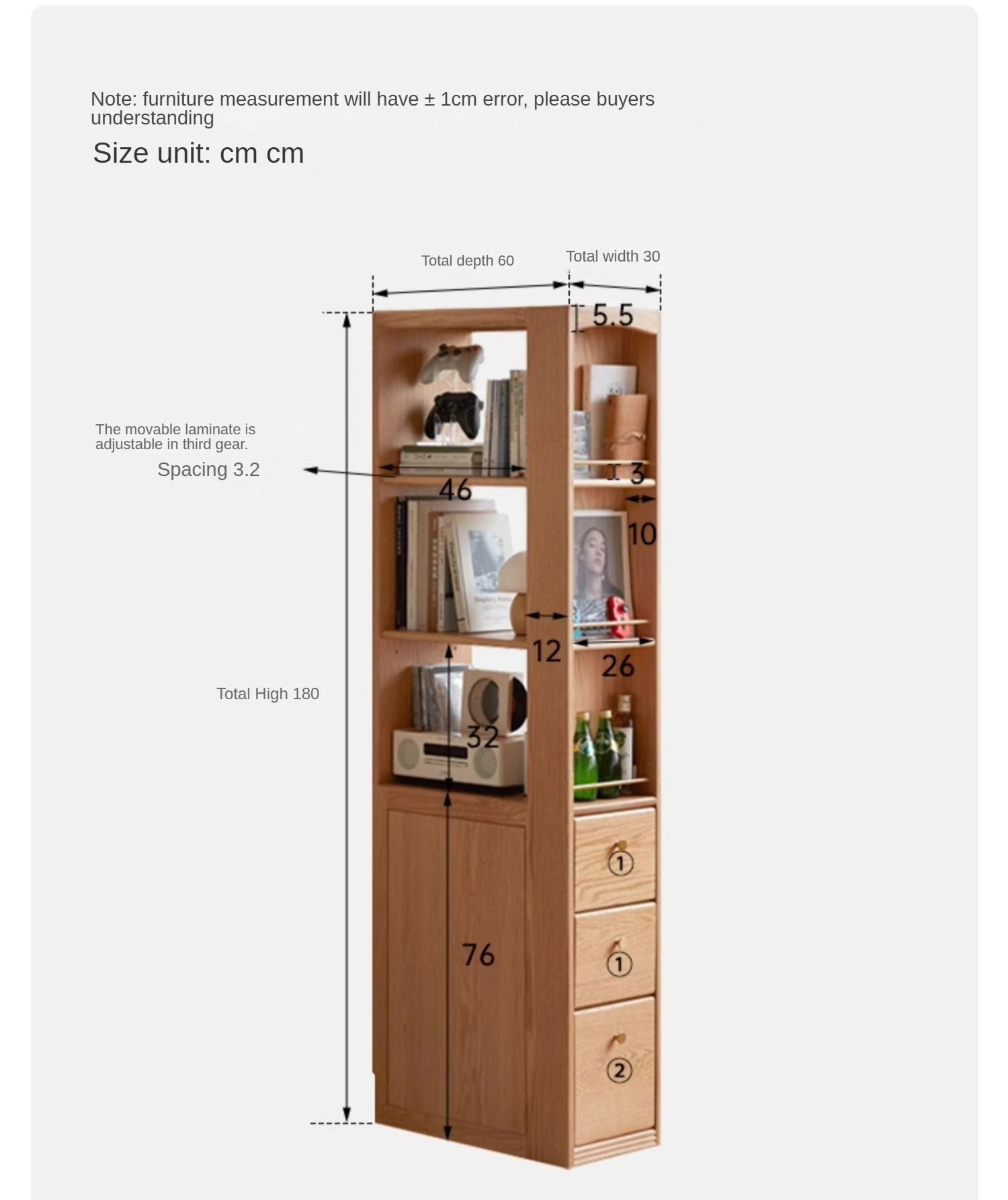 Modern Oak Solid Wood Bookcase for Study - Stylish & Durable Home Office Bookshelf - Perfect for Organizing Books, Decor & Office Supplies