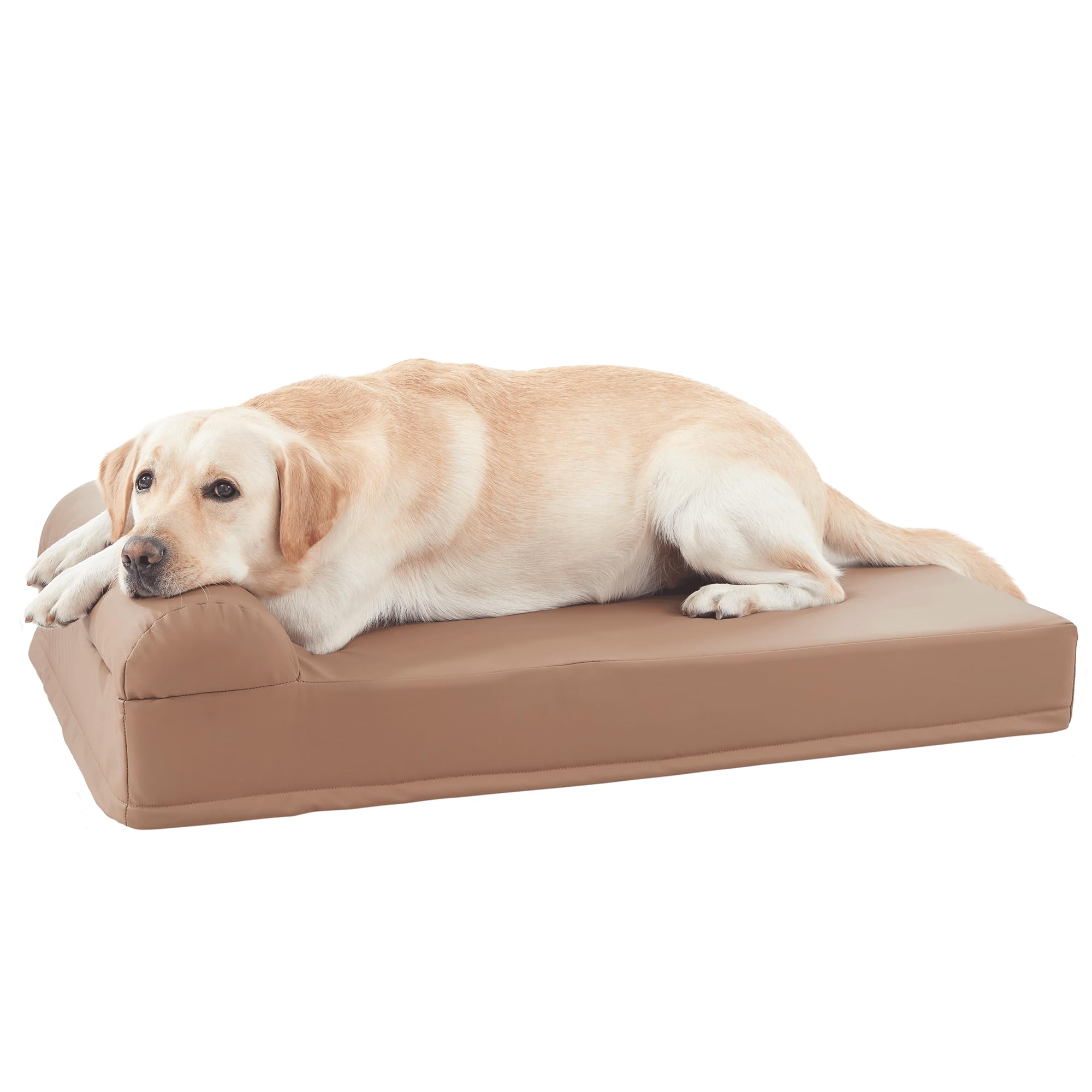 Orthopedic Dog Bed for Large Dogs - Waterproof Faux Leather Pet Bed with Bolster, 40 x 26 Inches - Perfect for Senior Dogs & Joint Pain Relief - Ideal for Living Room, Bedroom or Crate Use