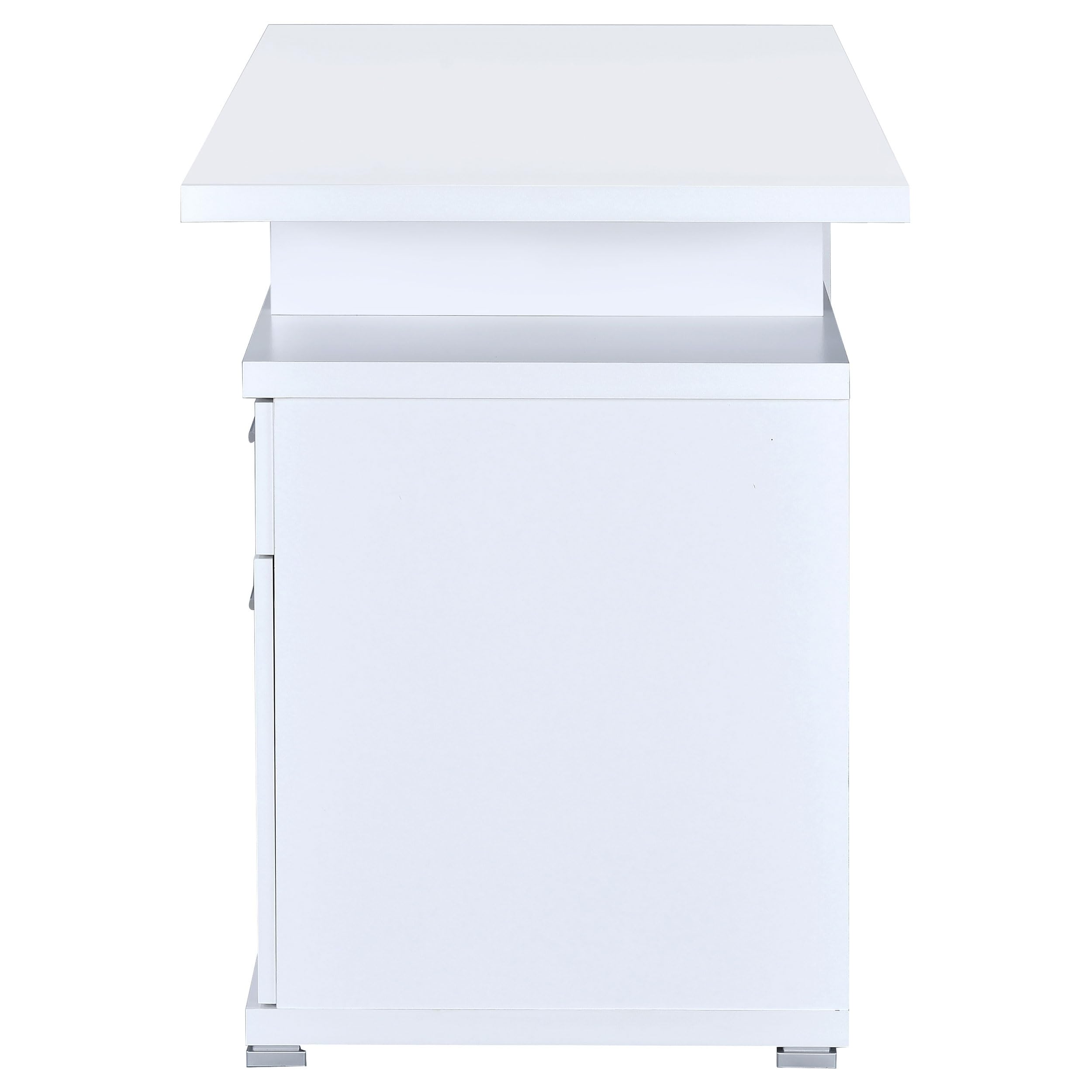 White Coaster Furniture Office Desk with Cabinet - Modern Home & Office Workstation for Study, Work, and Storage
