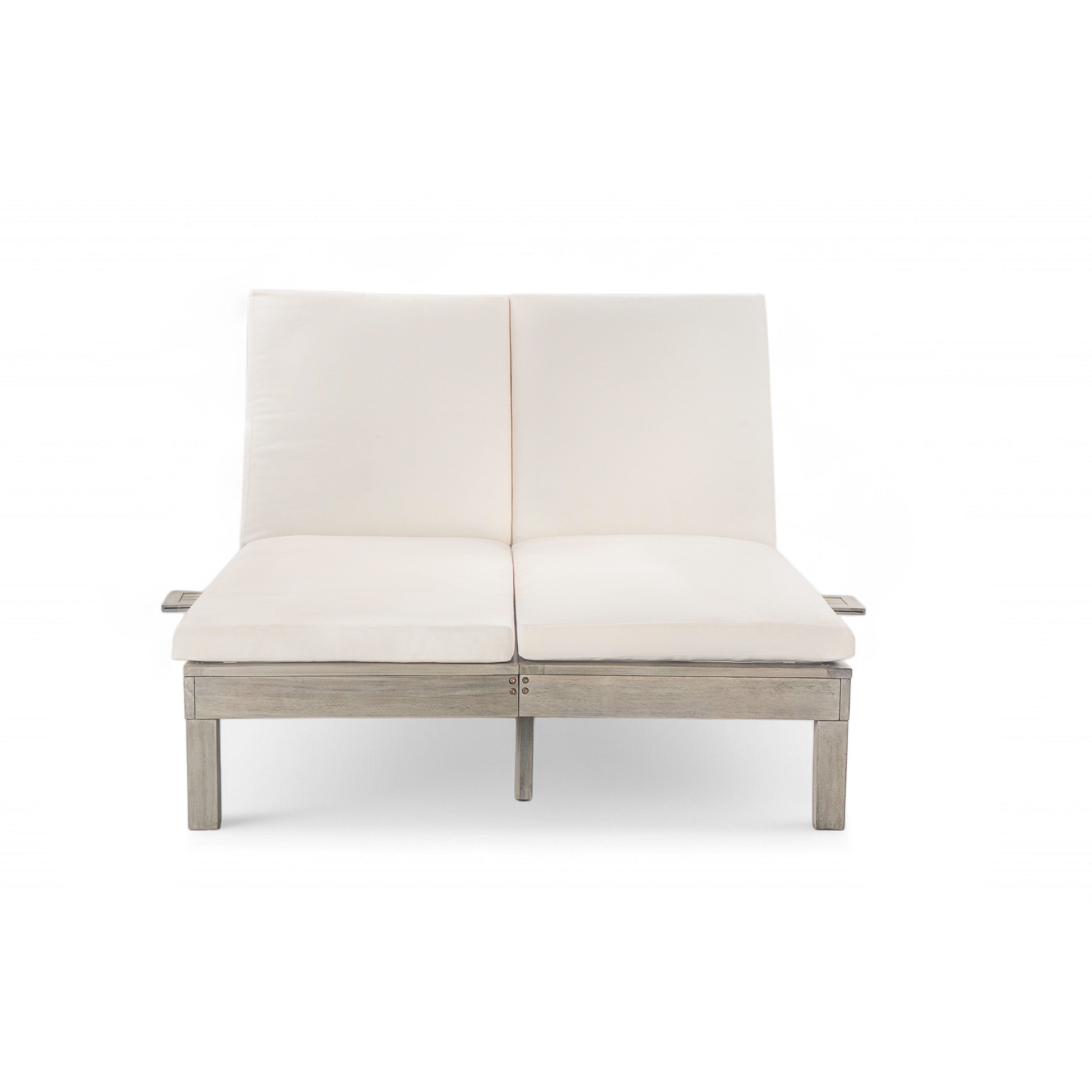 5-Position Adjustable Backrest Outdoor Chaise Lounge Daybed with Cushion & Folding Side Trays - Patio Poolside Garden Furniture for 2 People - Perfect for Sunbathing, Relaxing by the Pool or Backyard Lounging