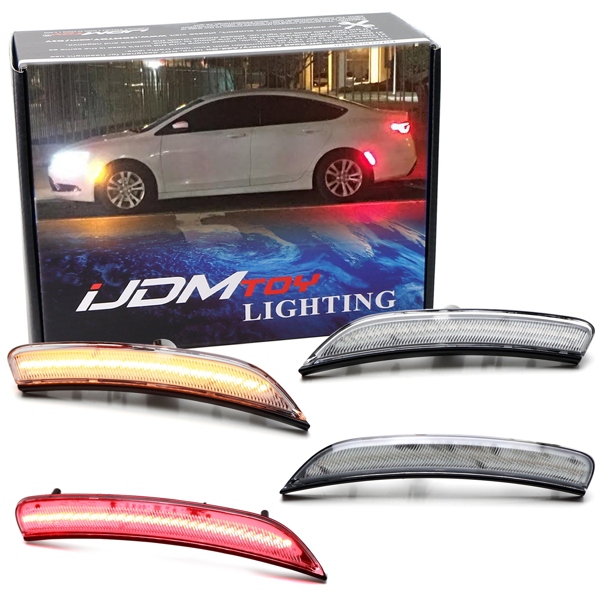 Amber/Red Full LED Side Marker Light Kit for Chrysler 200 - Clear Lens, Durable & Bright - Perfect for Night Driving & Enhanced Vehicle Visibility
