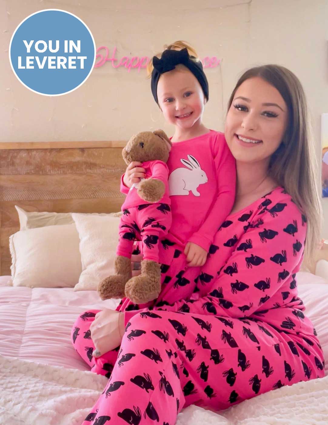 Hot Pink Bunny Rabbit Cotton Pajamas for Women - Soft & Comfortable Sleepwear Set with Cute Bunny Design - Perfect for Lounge, Sleepovers & Cozy Nights at Home