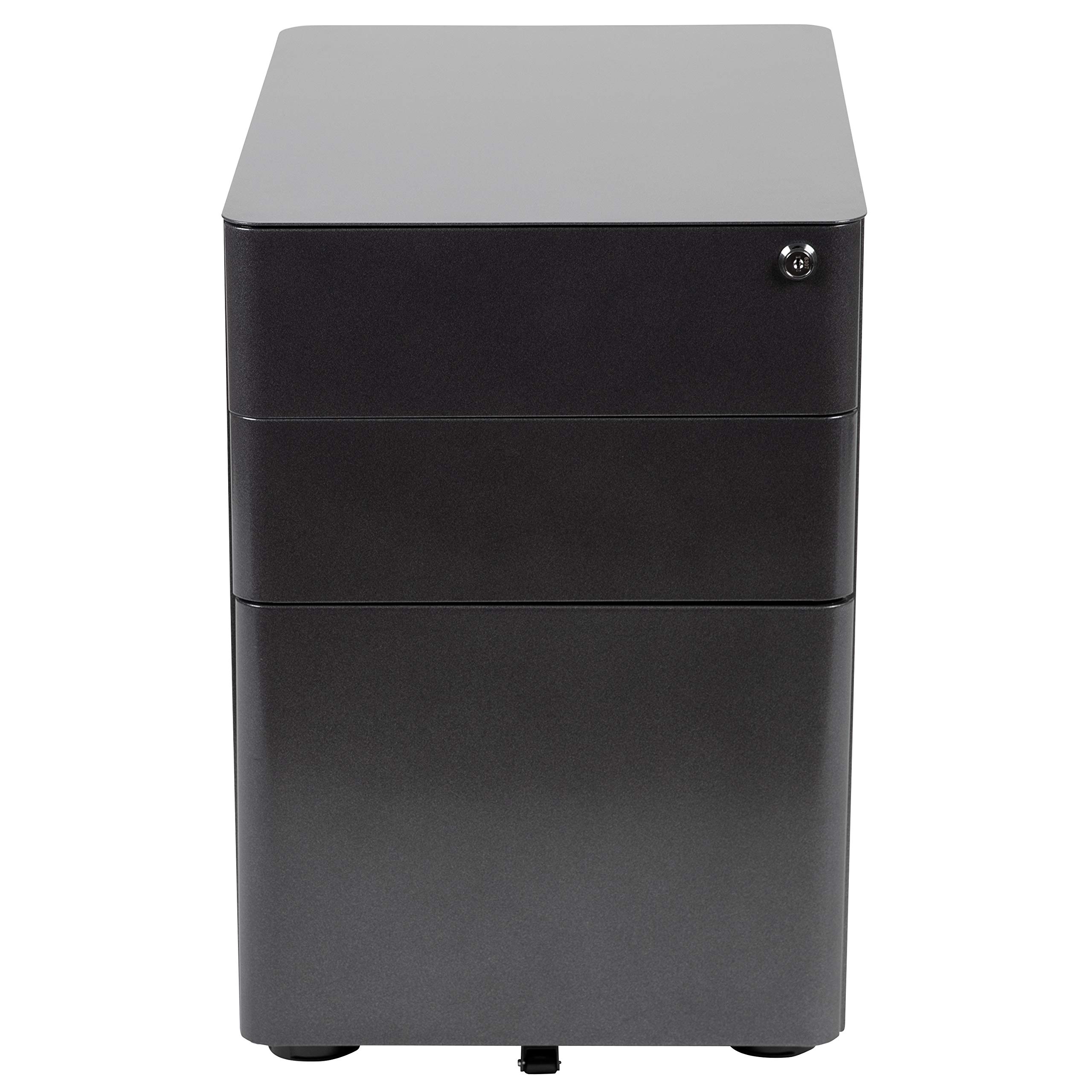 EMMA + OLIVER Modern 3-Drawer Mobile Locking Filing Cabinet - Black File Storage Organizer for Office, Home & School Use