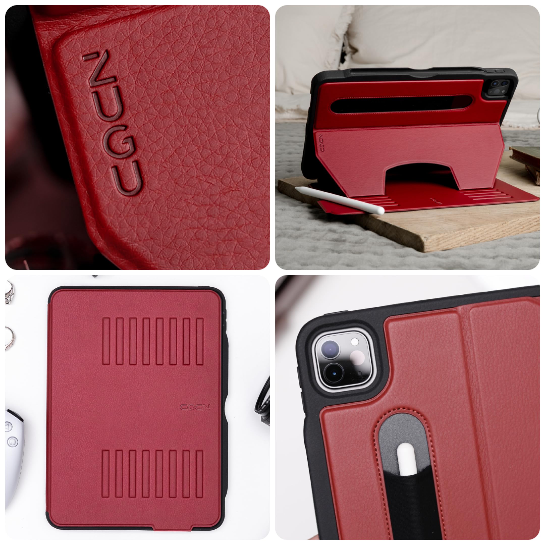 ZUGU iPad Pro 11 Inch Case (1st/2nd/3rd/4th Gen 2018-2022) - Slim Protective Cover with Magnetic Stand, Wireless Apple Pencil Charging & Auto Sleep/Wake | Perfect for Work, Travel & Home Use - Cherry Red