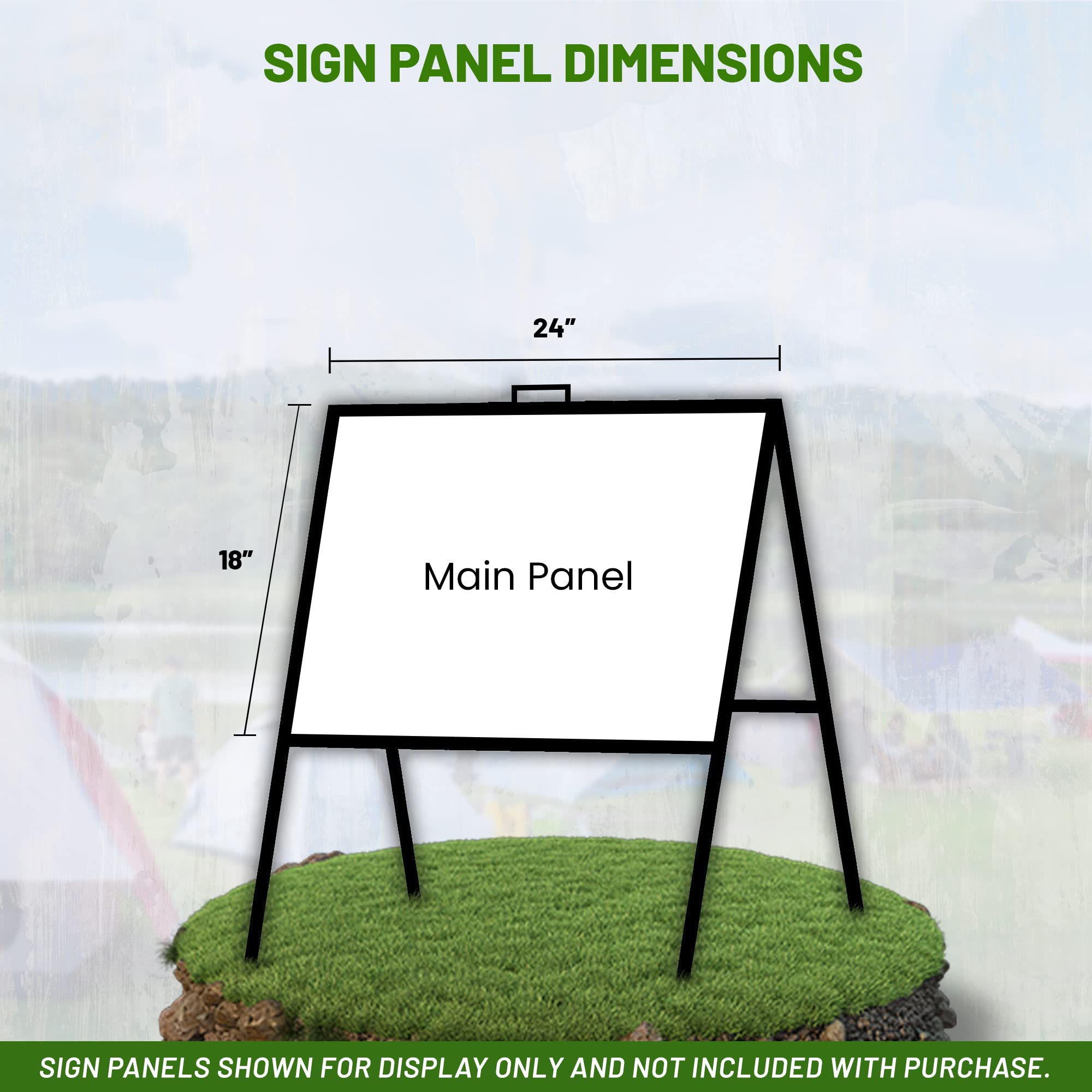 Portable A-Frame Sign Holder (2-Pack) - Folding Sidewalk Sign Stand for 18x24 Sign Panels - Ideal for Open Houses, Store Promotions & Outdoor Events - Black