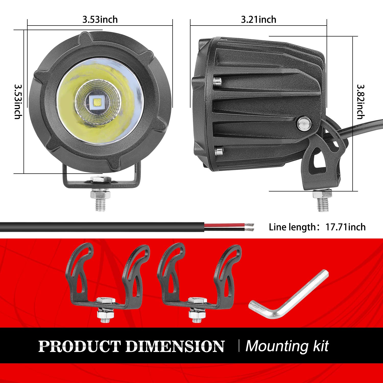 50W LED Pod Lights 2PCS - 3 Inch Round Off Road Driving Lights, Spot Flood Combo for Trucks, ATV, Motorcycle, Boat & Tractor - Perfect for Night Off-Roading, Work Lighting & Marine Applications